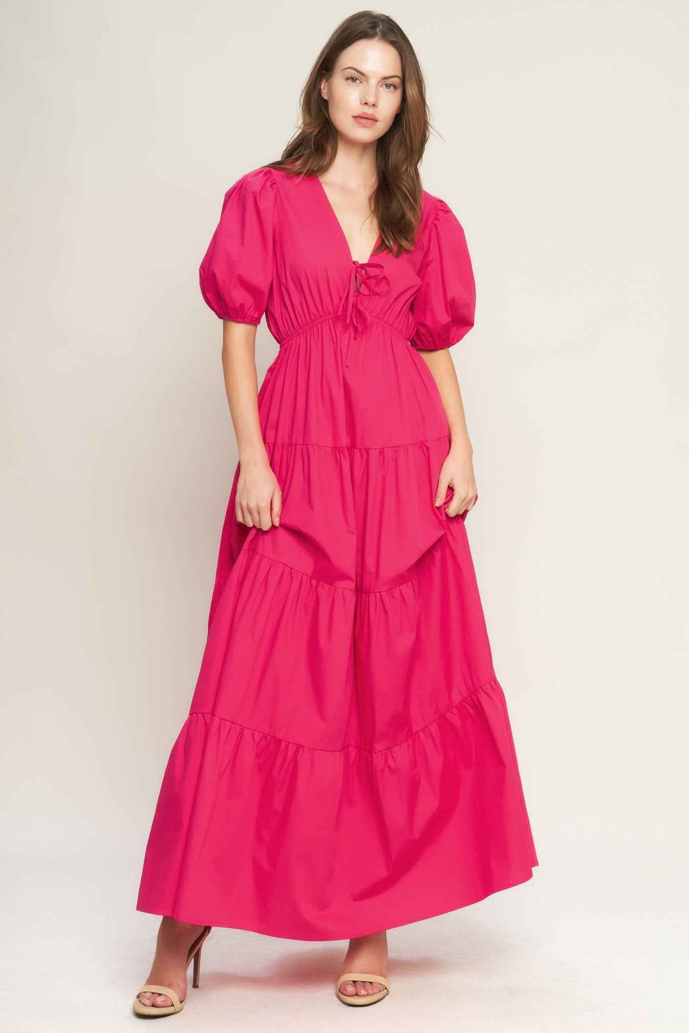 SUMMER GLOW FUCHSIA WOVEN MAXI DRESS