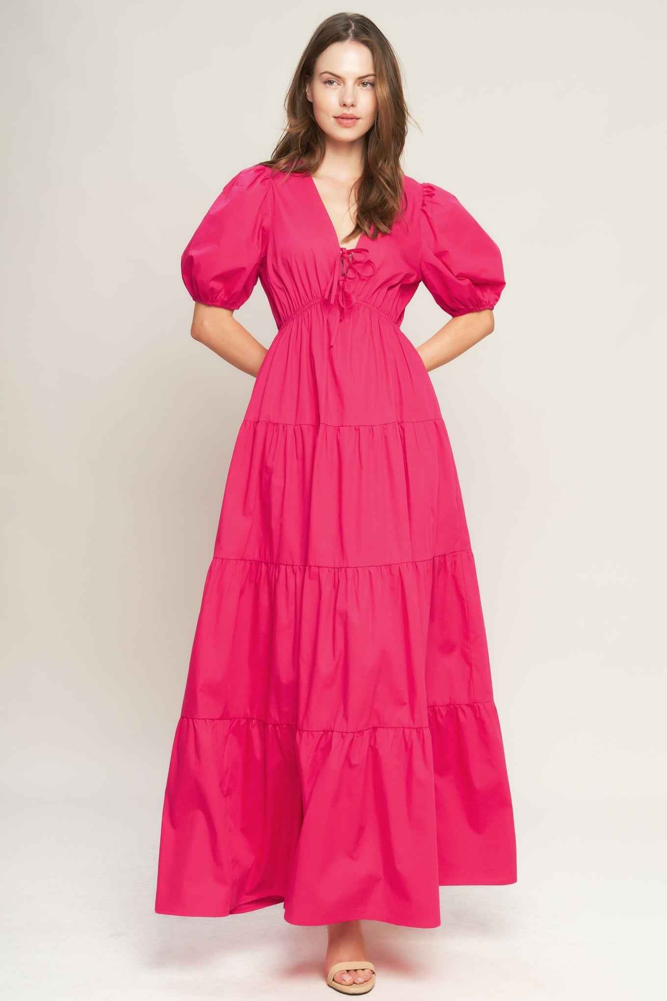 SUMMER GLOW FUCHSIA WOVEN MAXI DRESS
