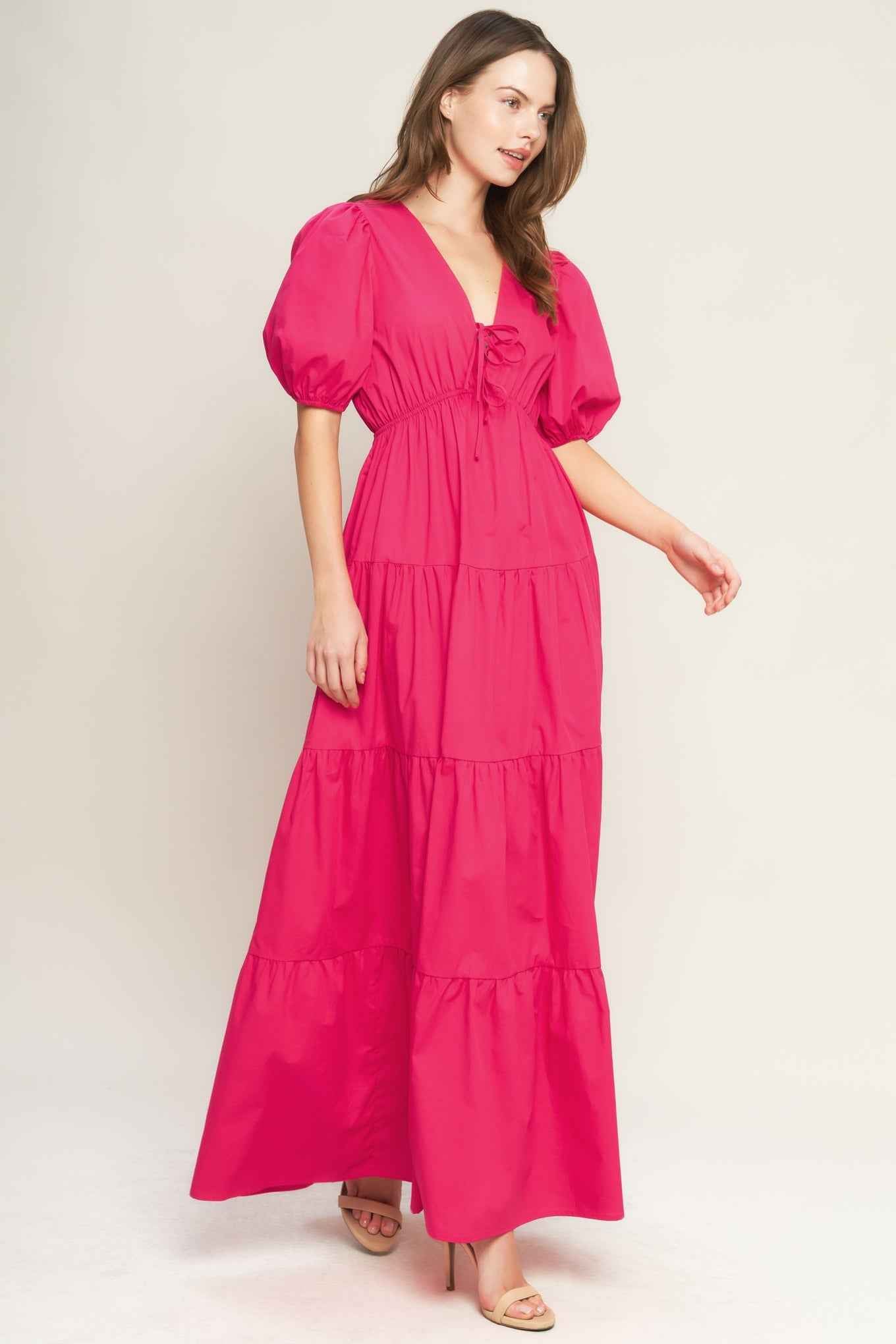 SUMMER GLOW FUCHSIA WOVEN MAXI DRESS