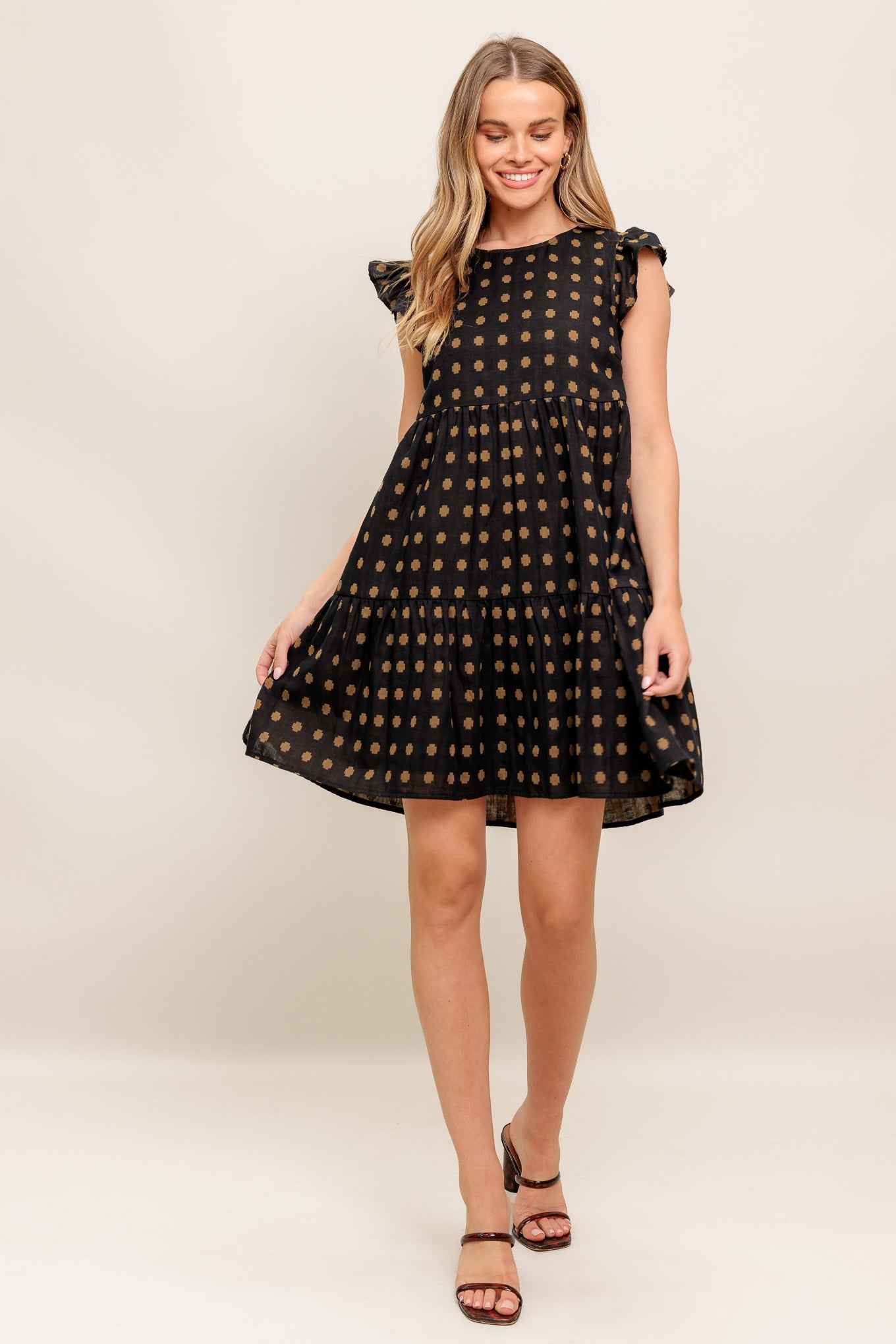 POLKA BREEZE WOVEN MINI DRESS