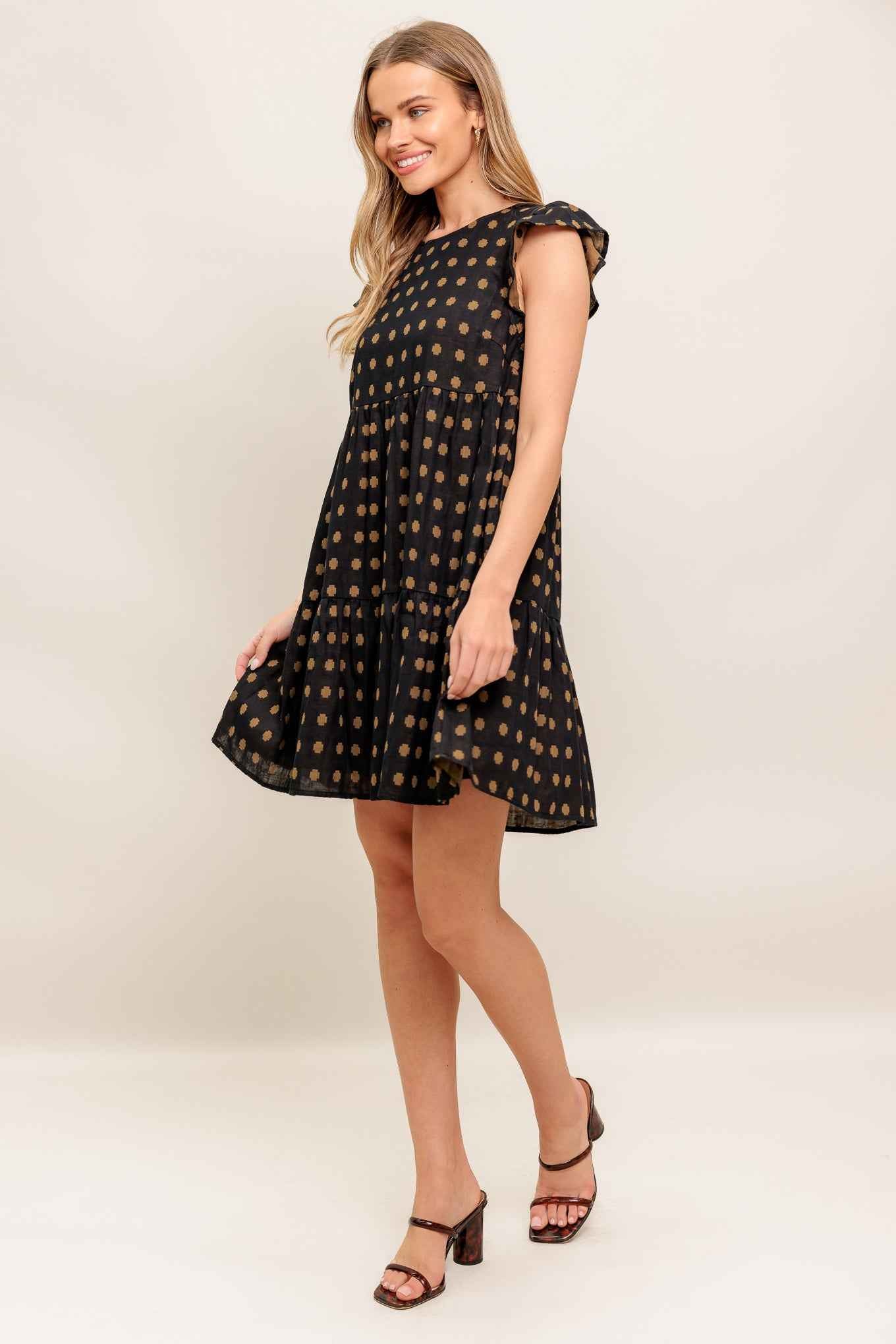 POLKA BREEZE WOVEN MINI DRESS
