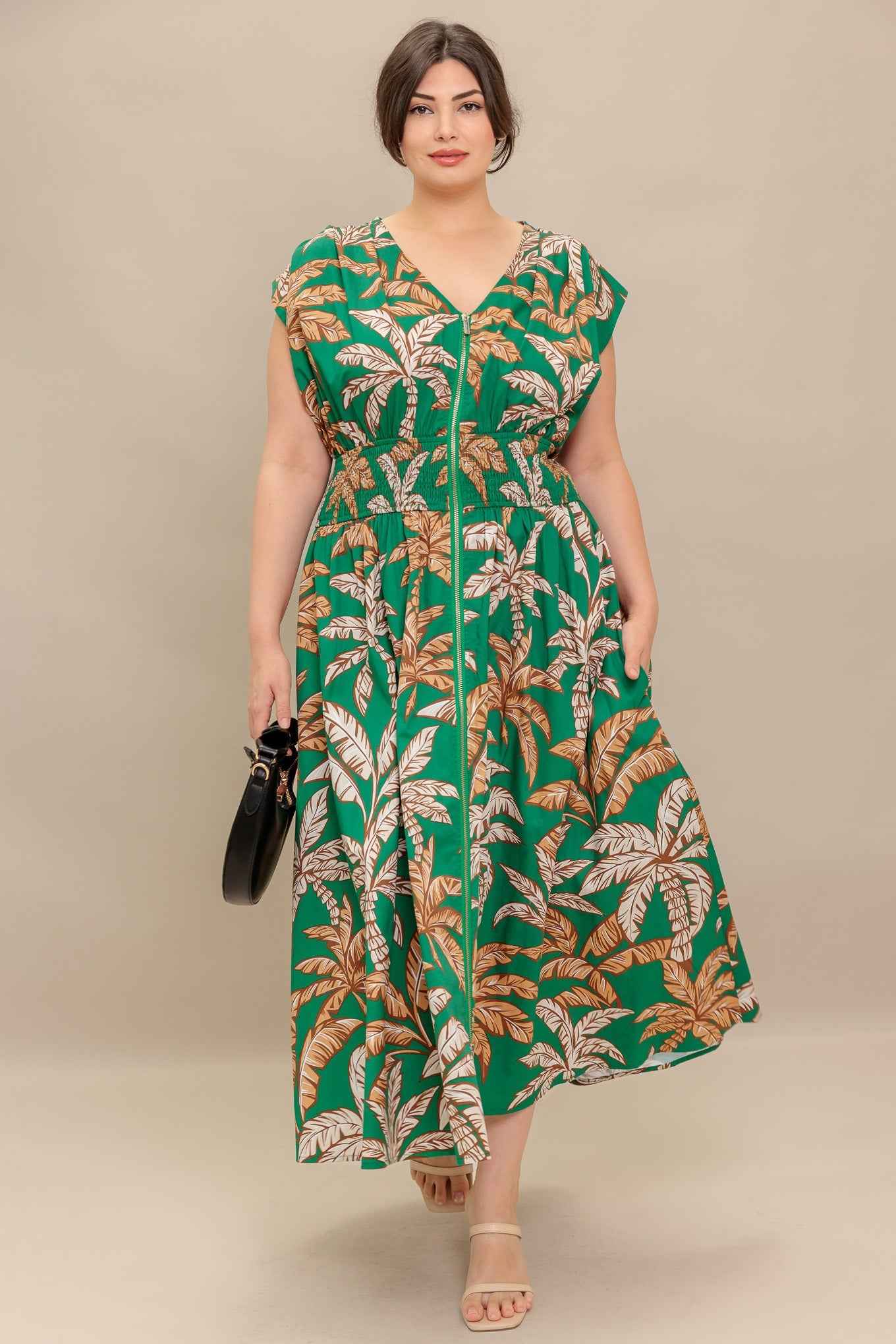 LUSH STILLNESS WOVEN MIDI DRESS