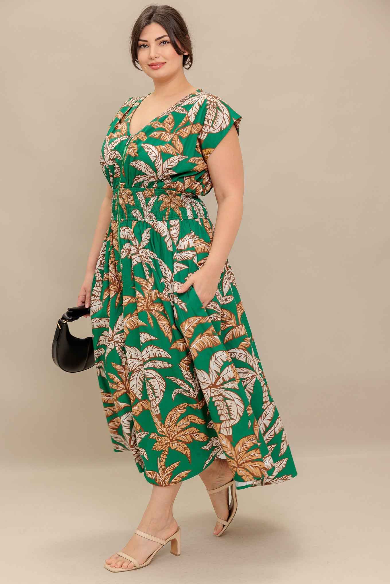 LUSH STILLNESS WOVEN MIDI DRESS