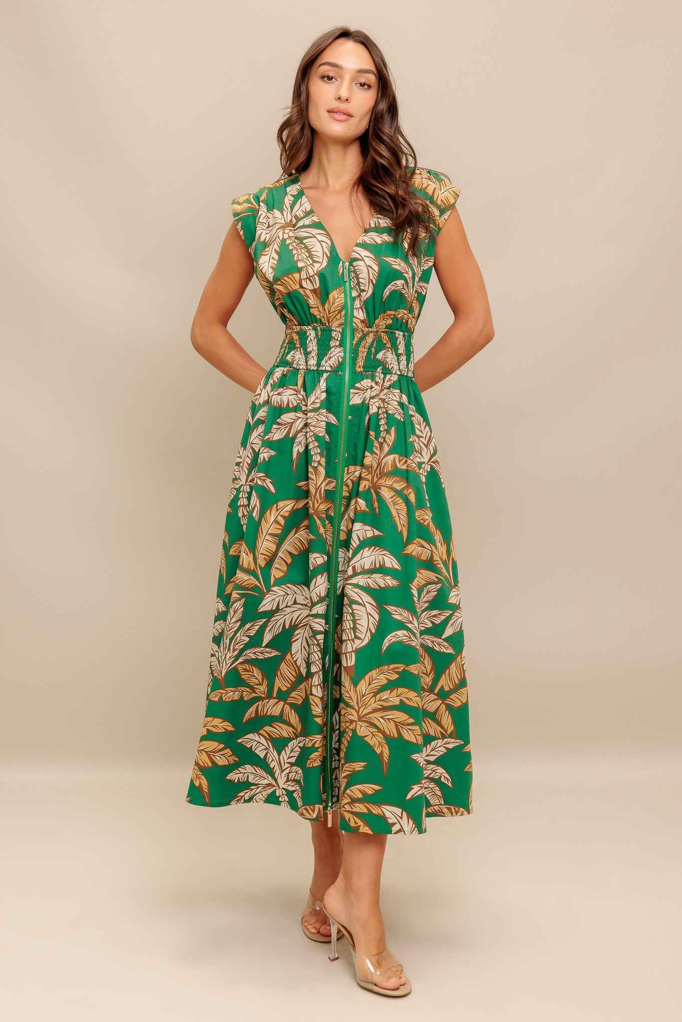 LUSH STILLNESS WOVEN MIDI DRESS