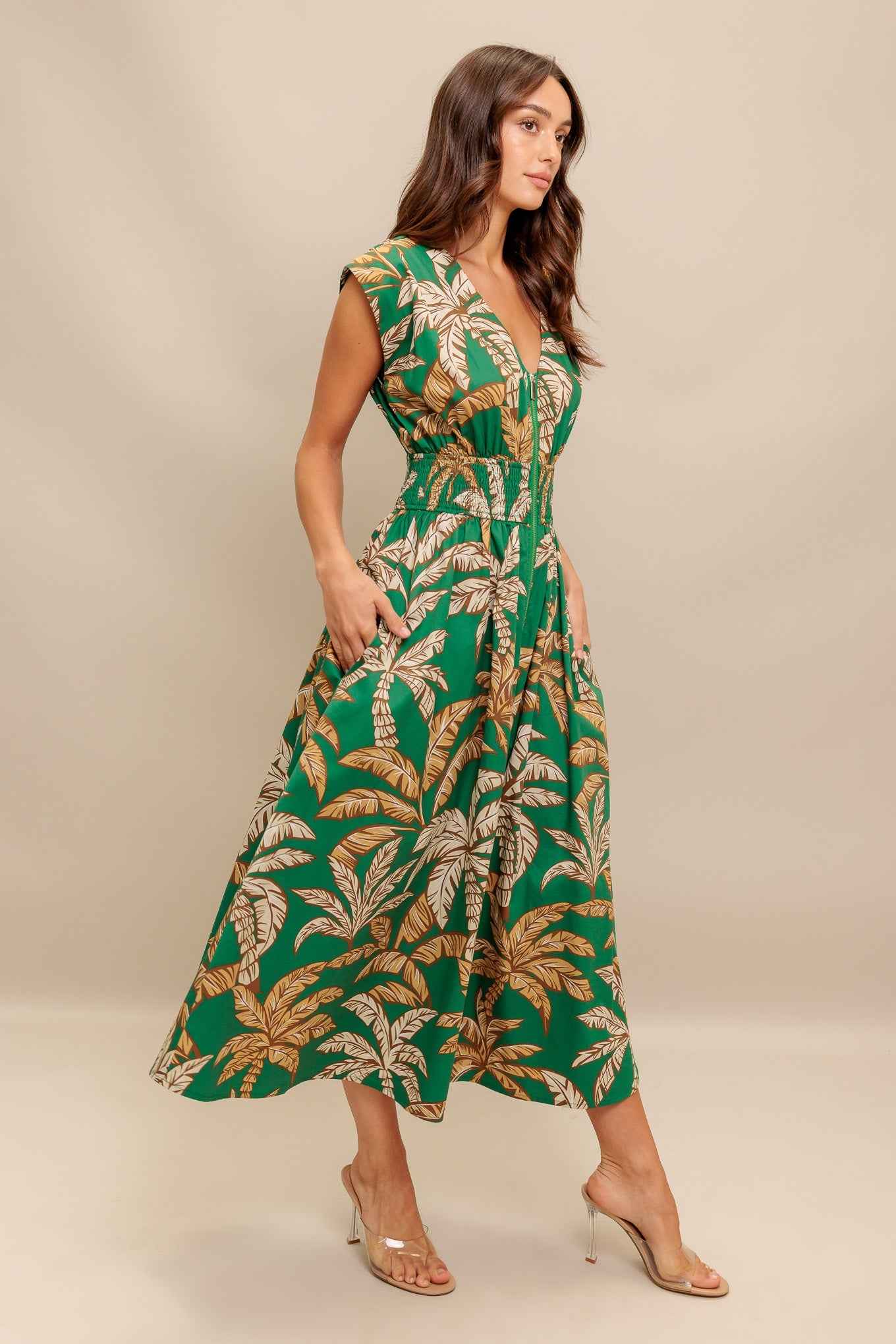 LUSH STILLNESS WOVEN MIDI DRESS