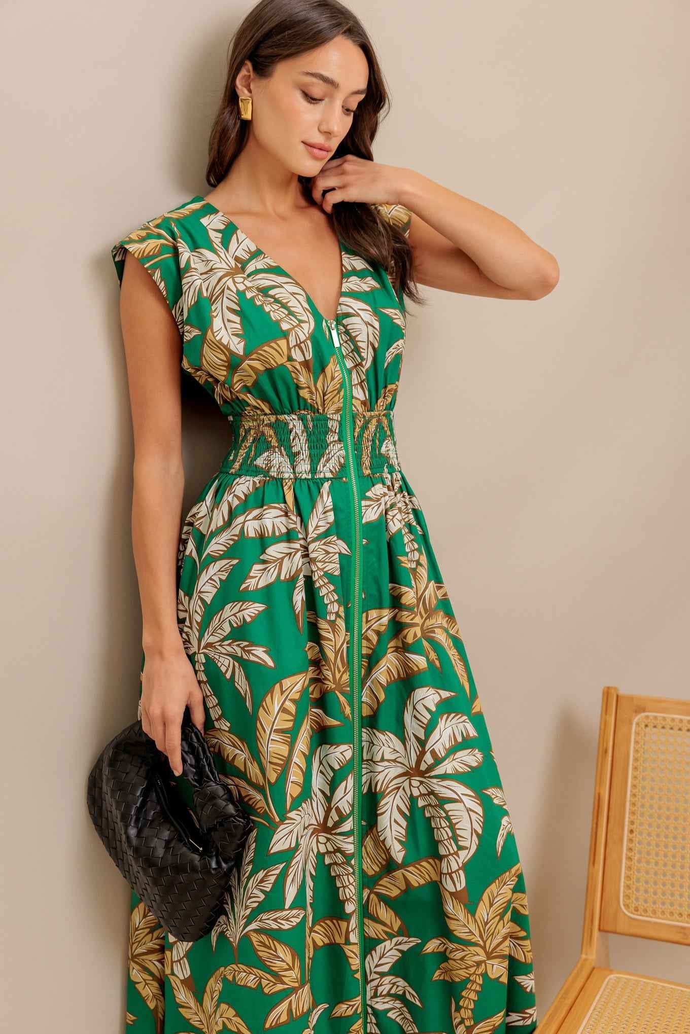 LUSH STILLNESS WOVEN MIDI DRESS