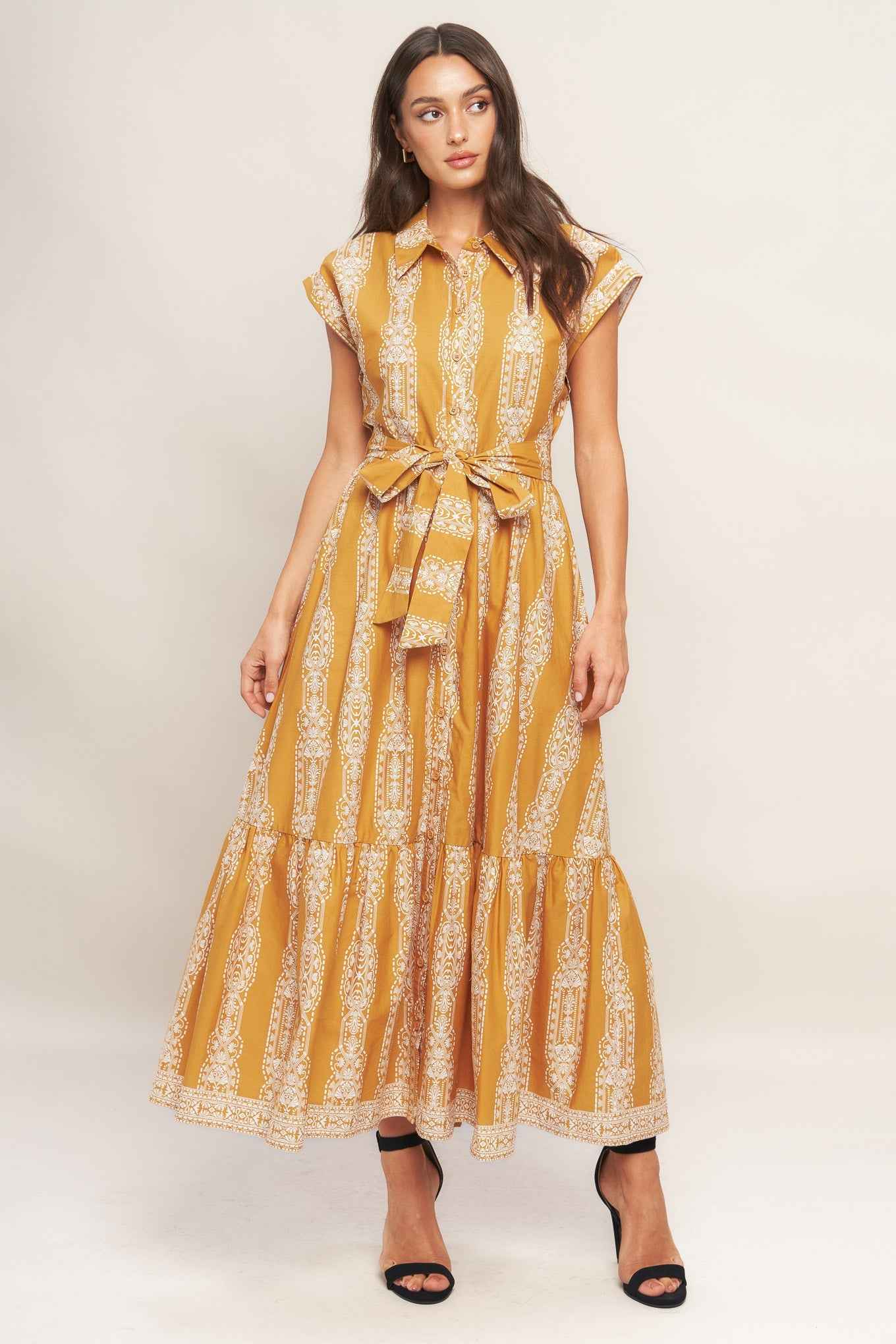DESERT BLOOM WOVEN MIDI DRESS