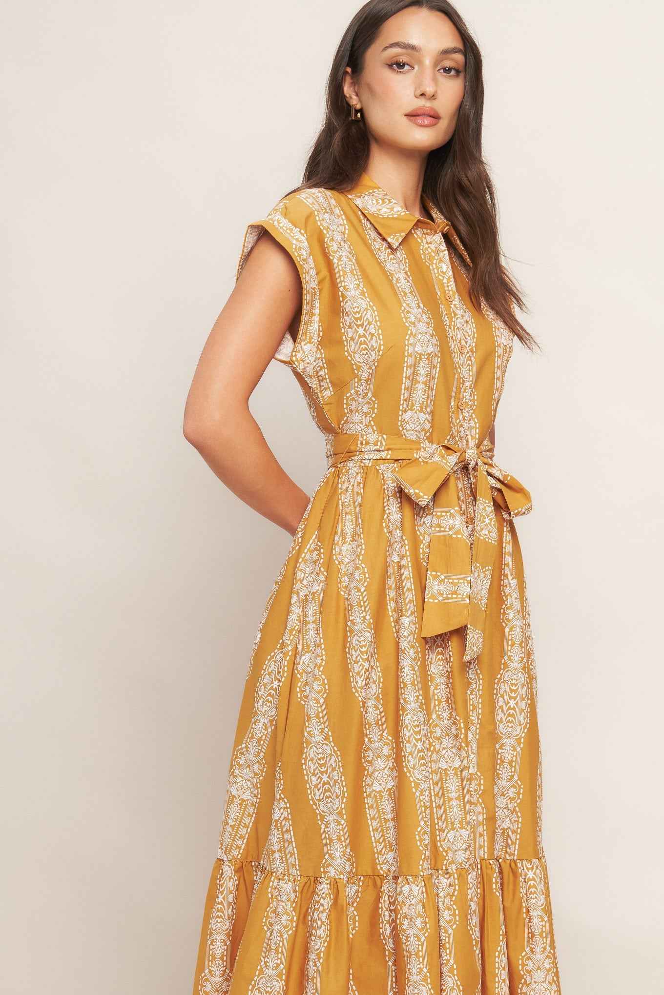DESERT BLOOM WOVEN MIDI DRESS