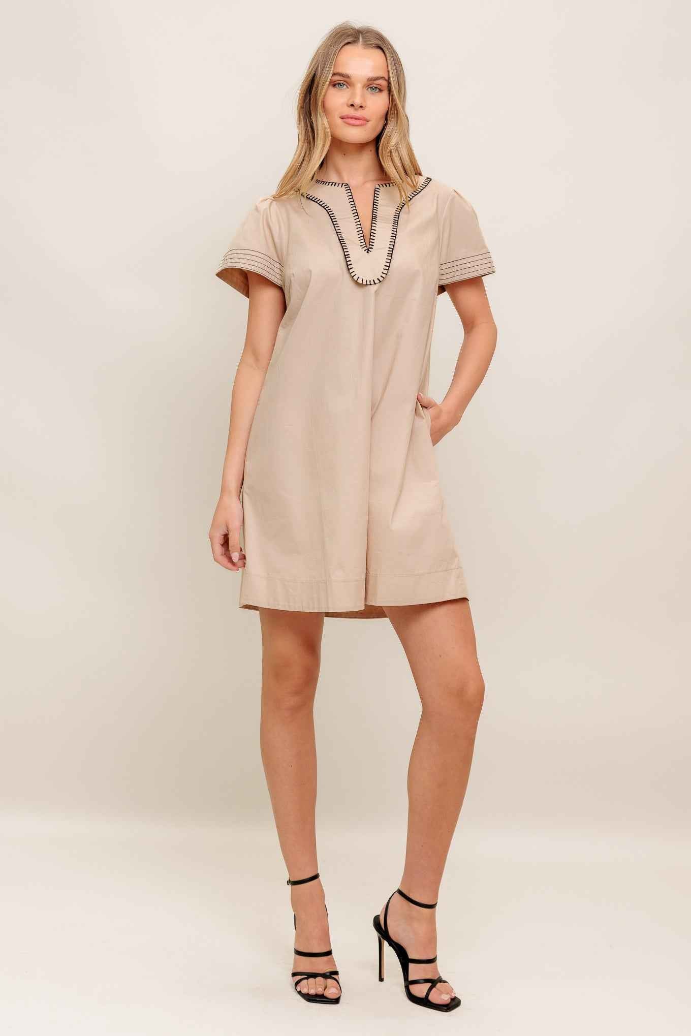 CALM SILHOUETTE WOVEN MINI DRESS