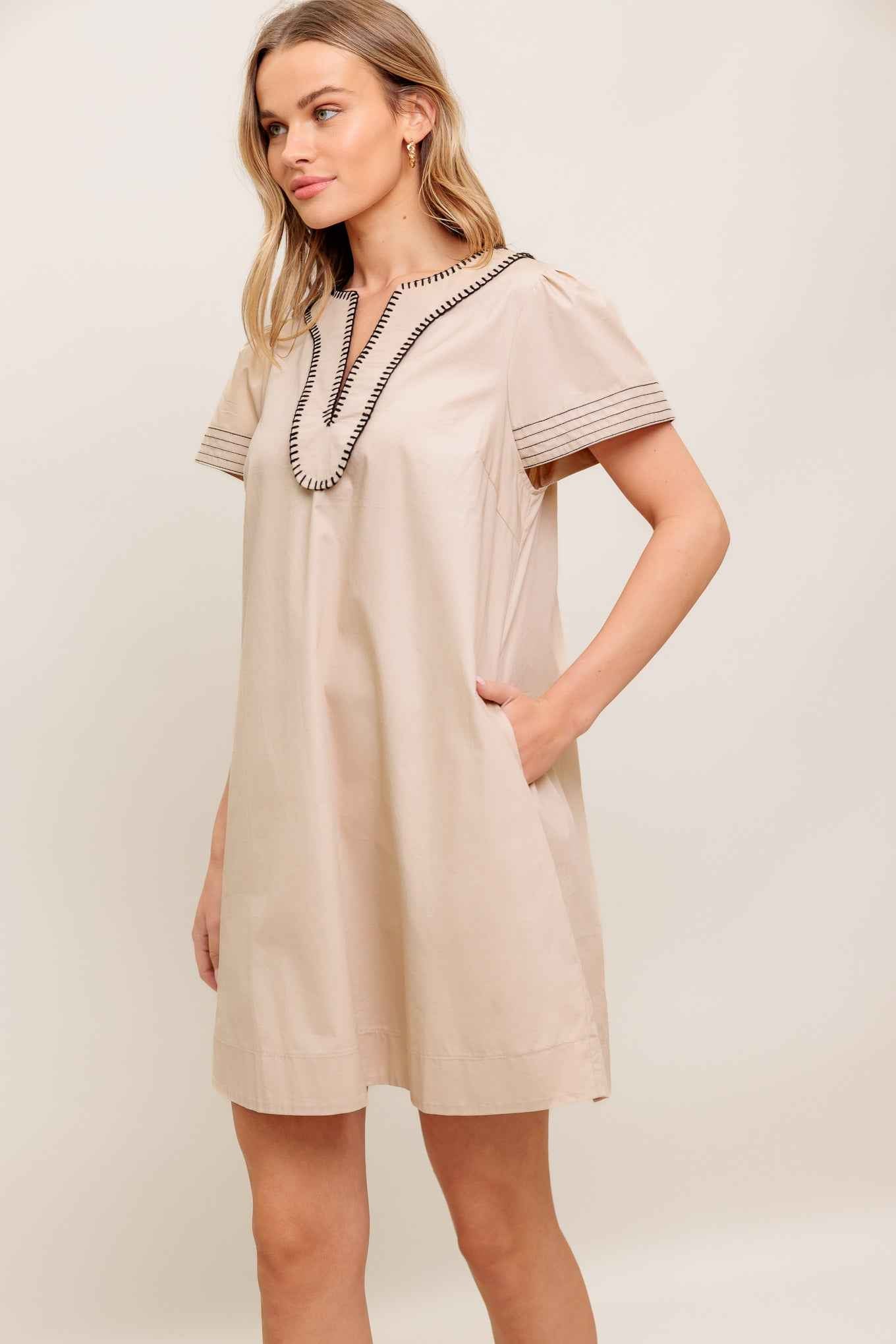 CALM SILHOUETTE WOVEN MINI DRESS