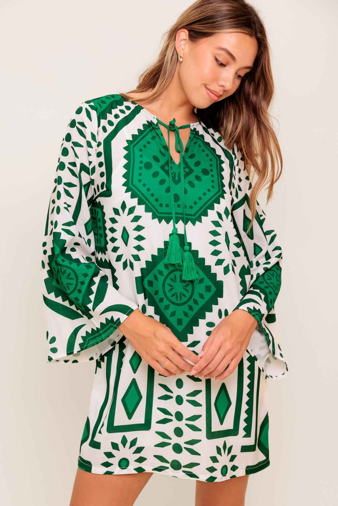 EMERALD TERRA TUNIC WOVEN MINI DRESS