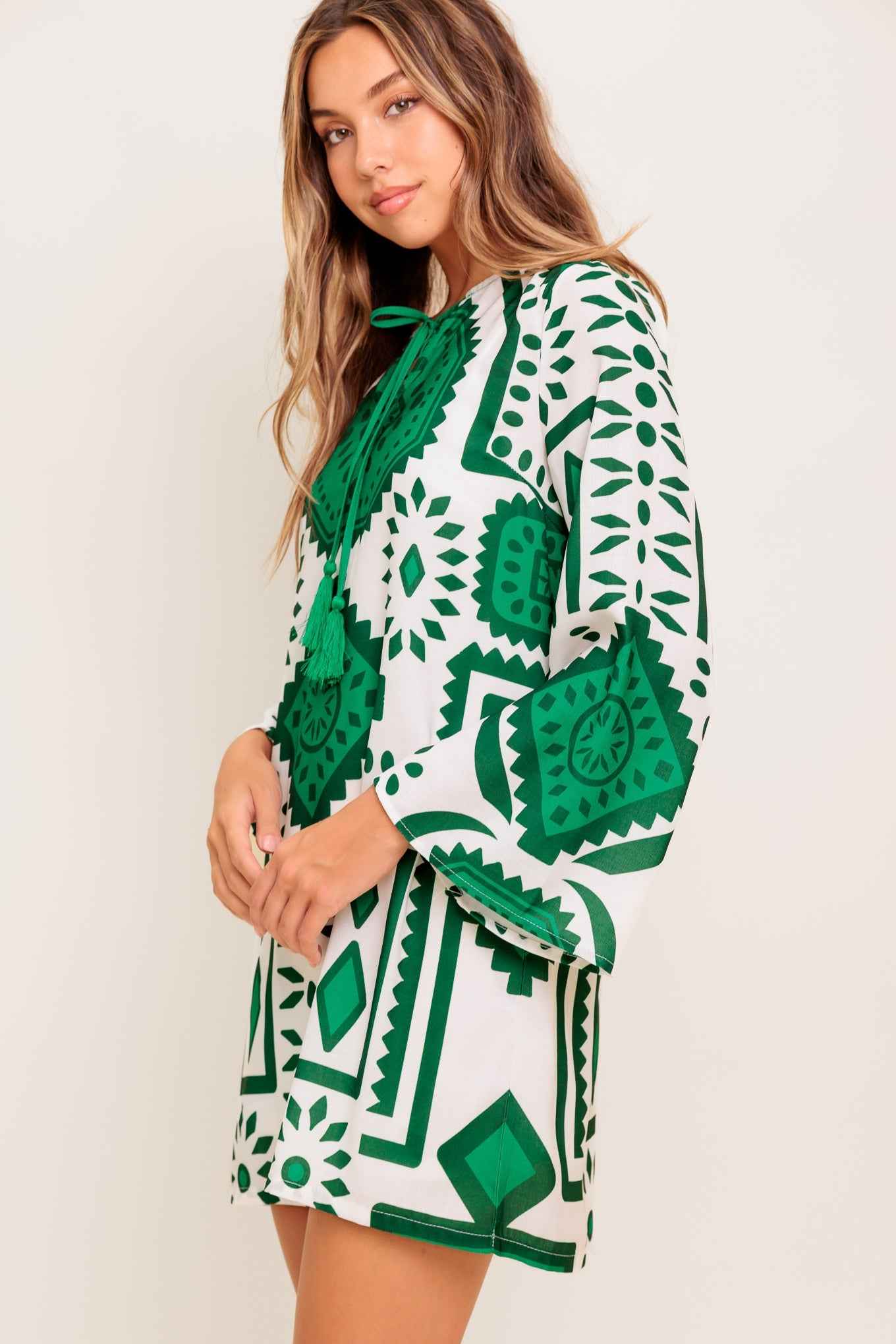 EMERALD TERRA TUNIC WOVEN MINI DRESS
