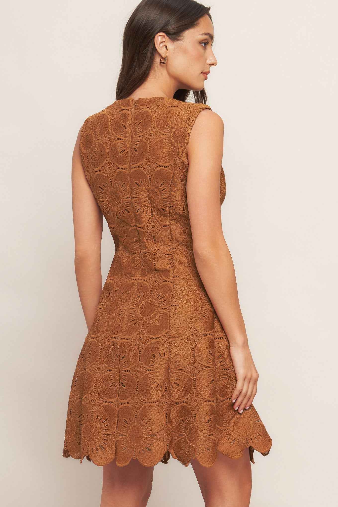 AUTUMN BLOOM WOVEN LACE MINI DRESS