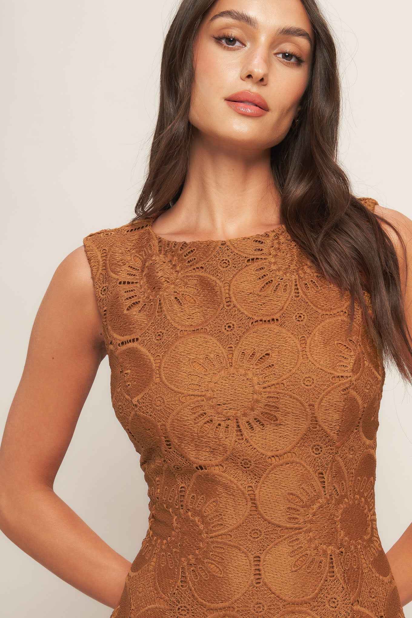 AUTUMN BLOOM WOVEN LACE MINI DRESS