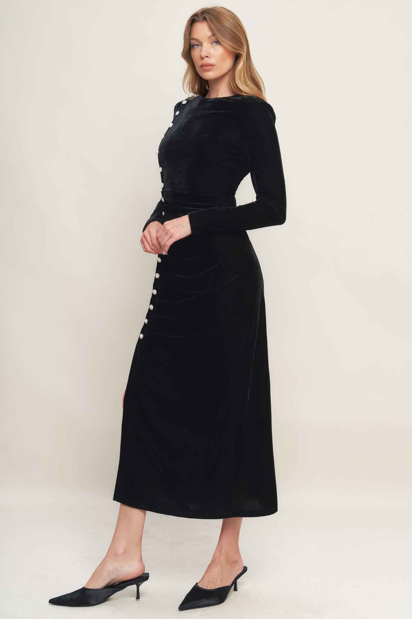 URBAN EMPRESS VELVET MIDI DRESS