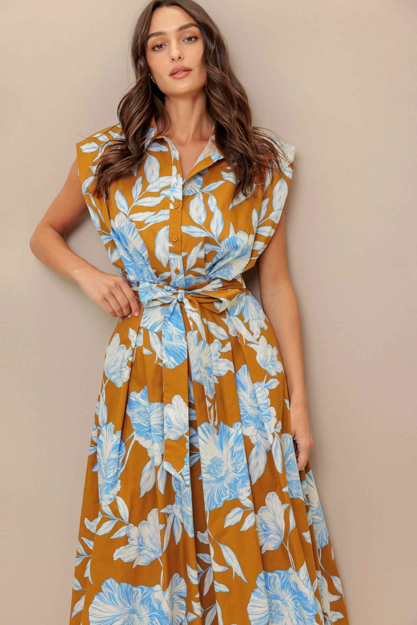 ISLAND FLARE WOVEN MIDI DRESS