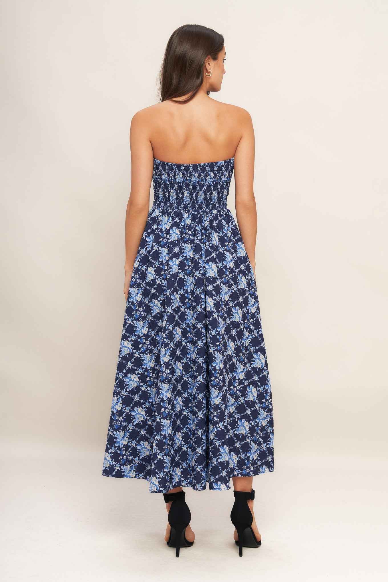 BLUE RENAISSANCE WOVEN MIDI DRESS