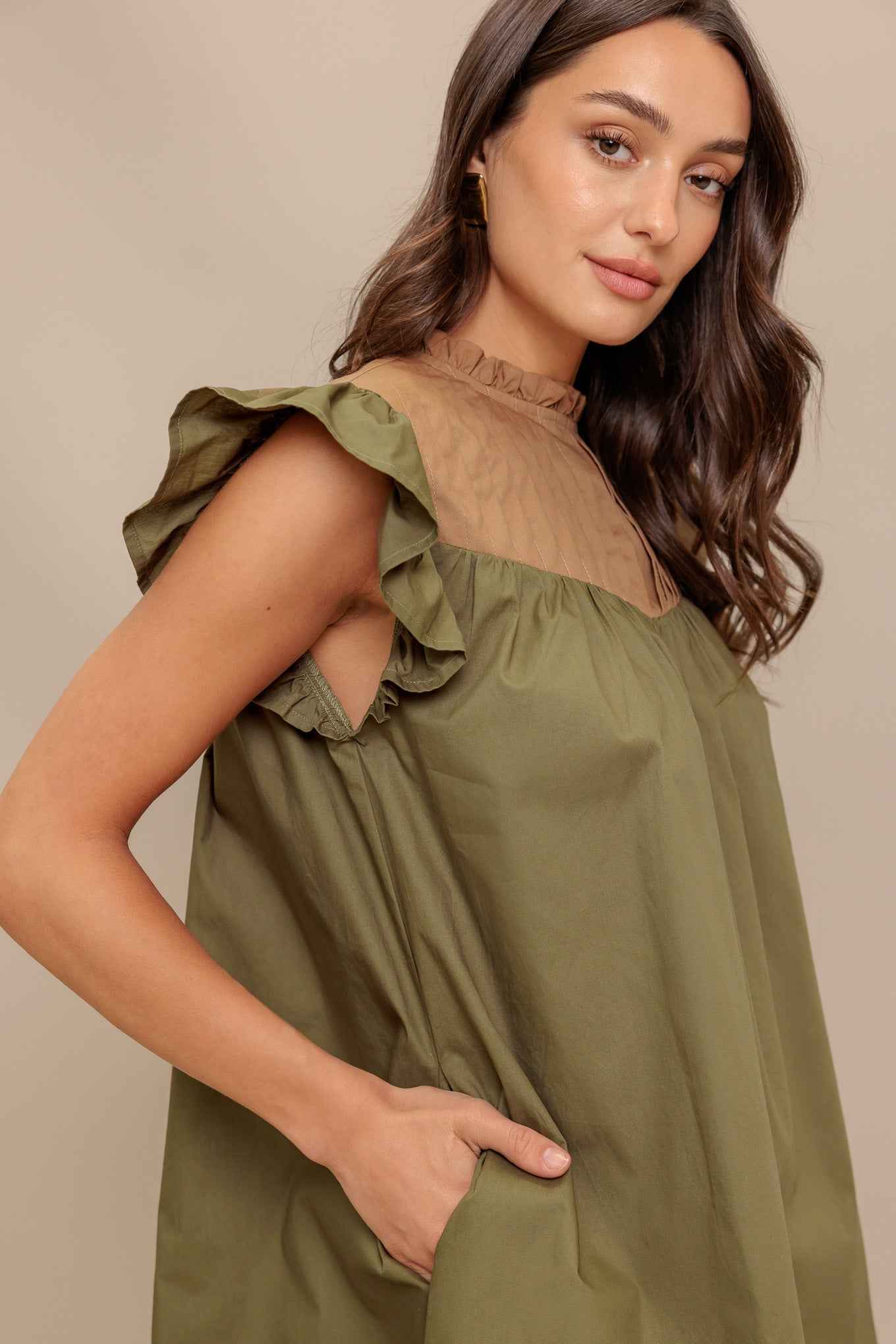 FOREST WHISPER WOVEN MINI DRESS