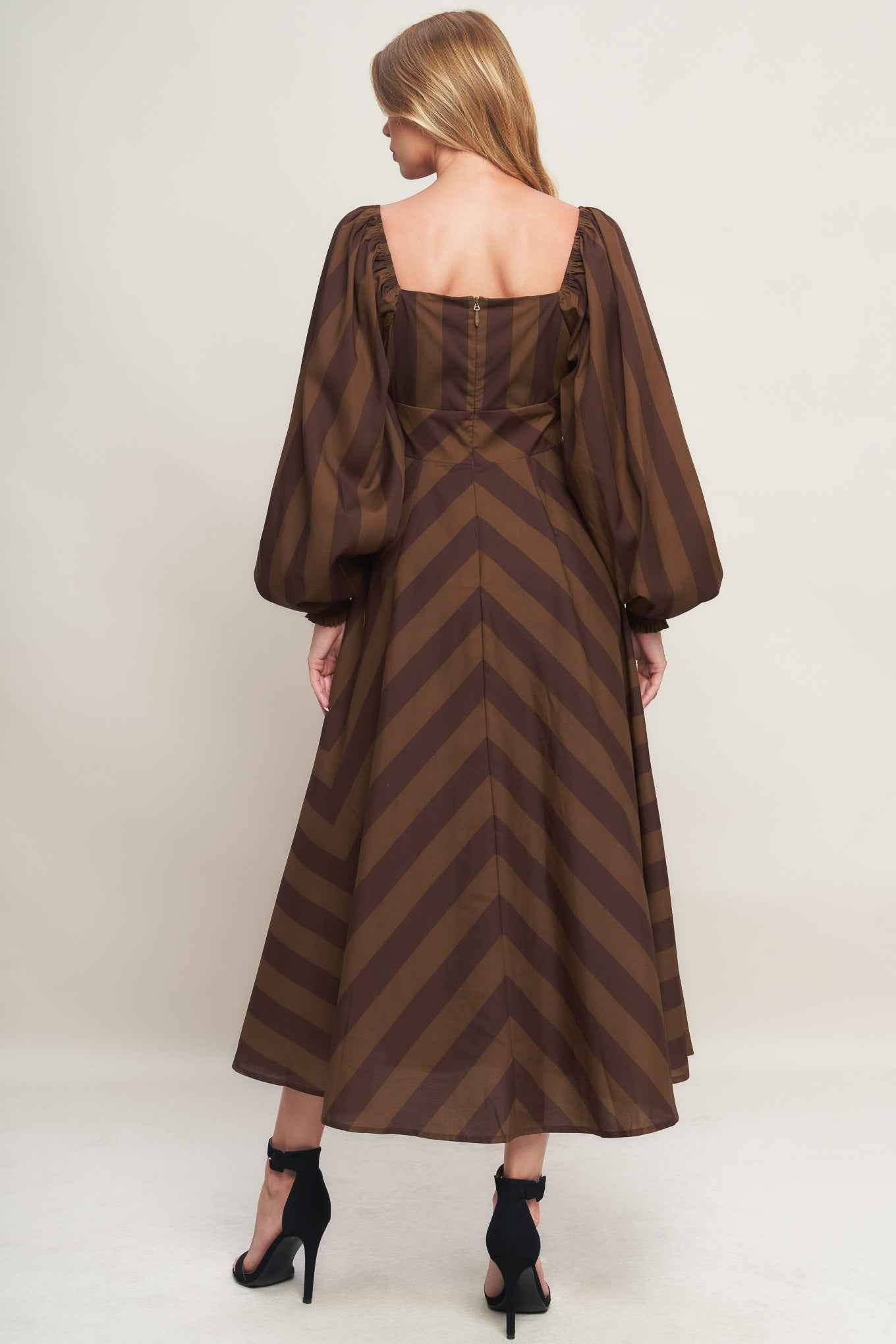 BROWN GODDESS FLOW WOVEN MIDI DRESS