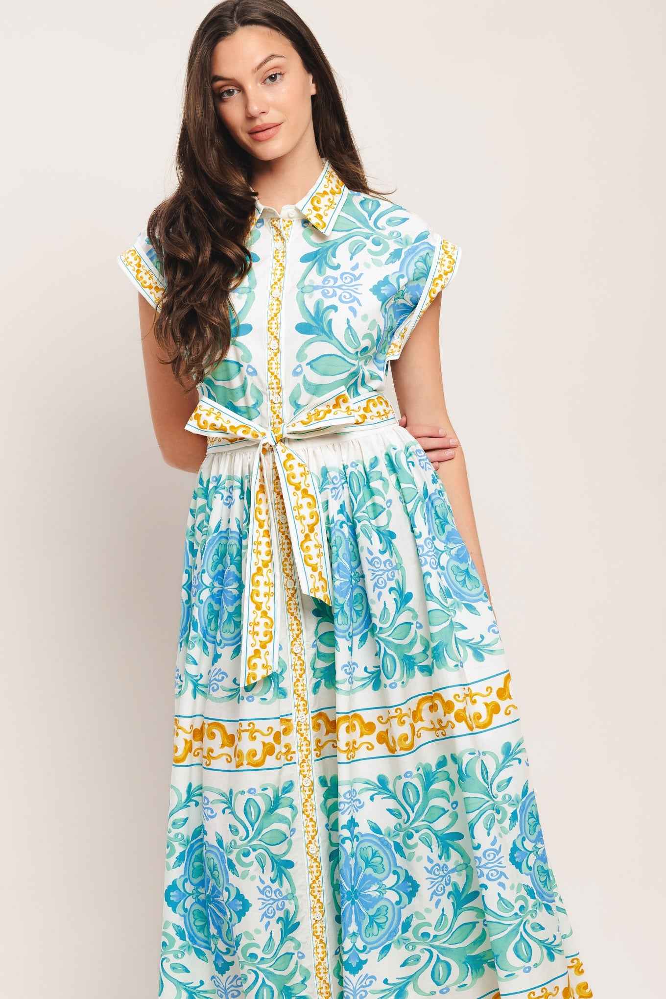 BLUE REGALIA WOVEN MIDI DRESS
