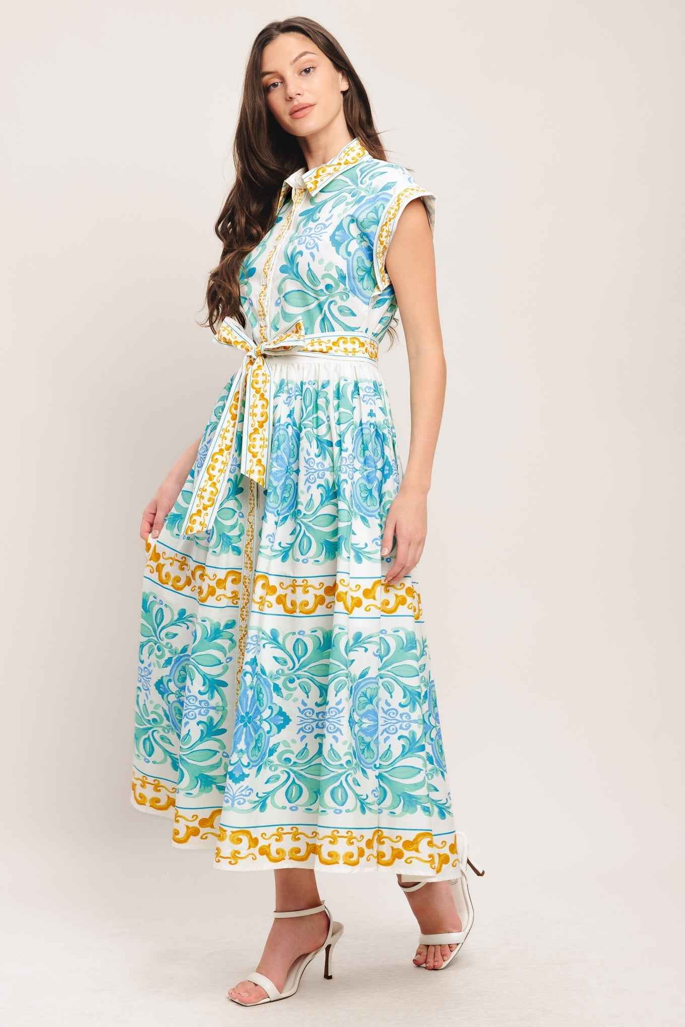 BLUE REGALIA WOVEN MIDI DRESS