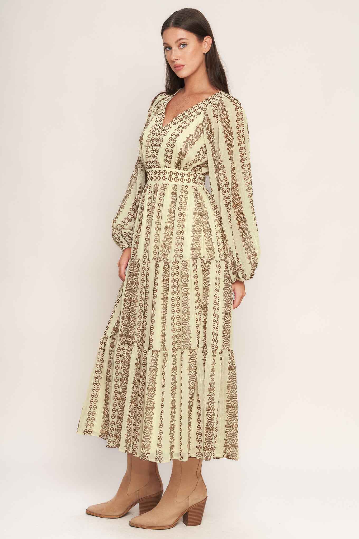 TRIBAL WHISPER WOVEN MIDI DRESS