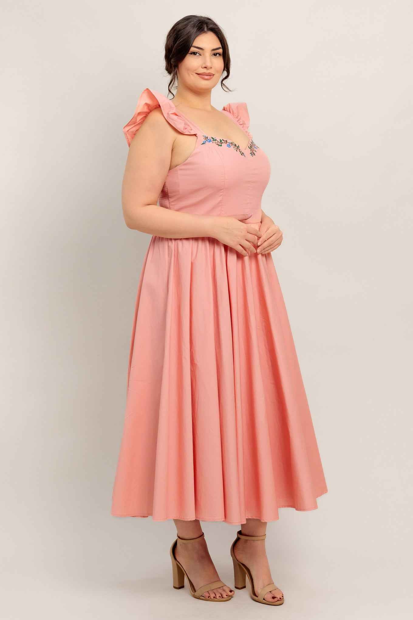 BLUSHED WITH LOVE WOVEN MIDI DRESS