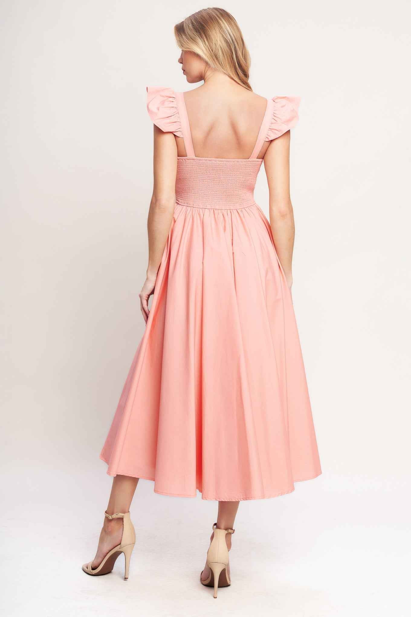 BLUSHED WITH LOVE WOVEN MIDI DRESS