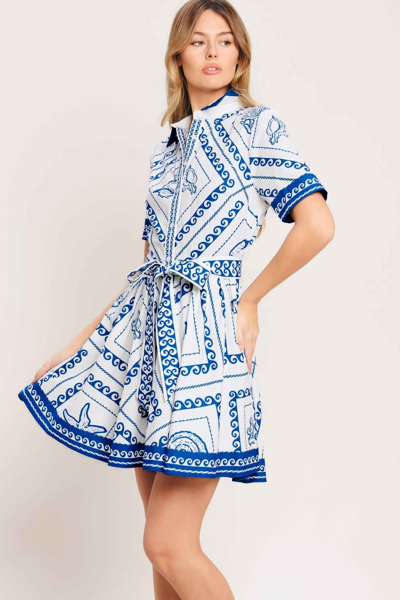 ISLAND POLISH WOVEN MINI DRESS