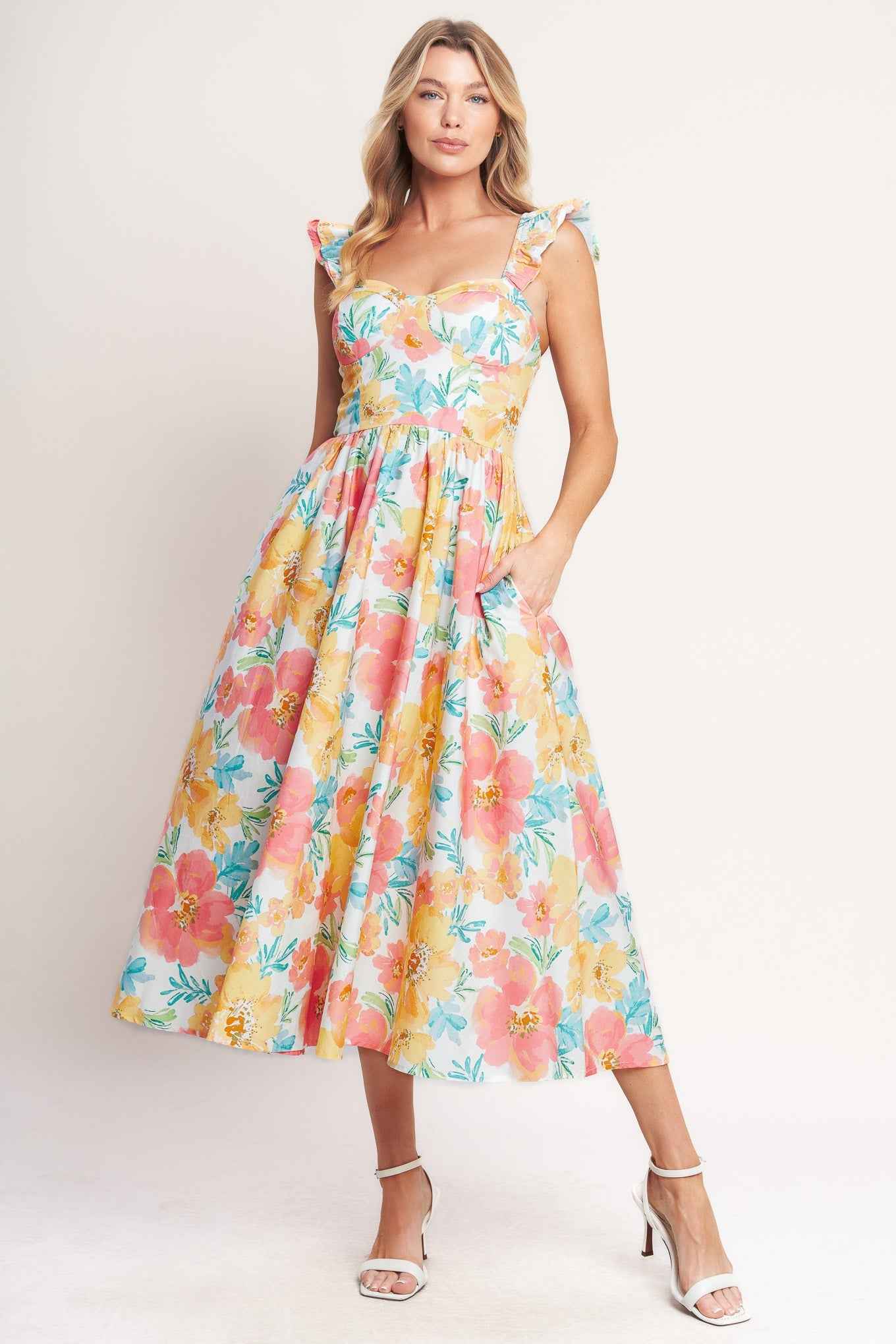 SOFT SUNSHINE WOVEN MIDI DRESS
