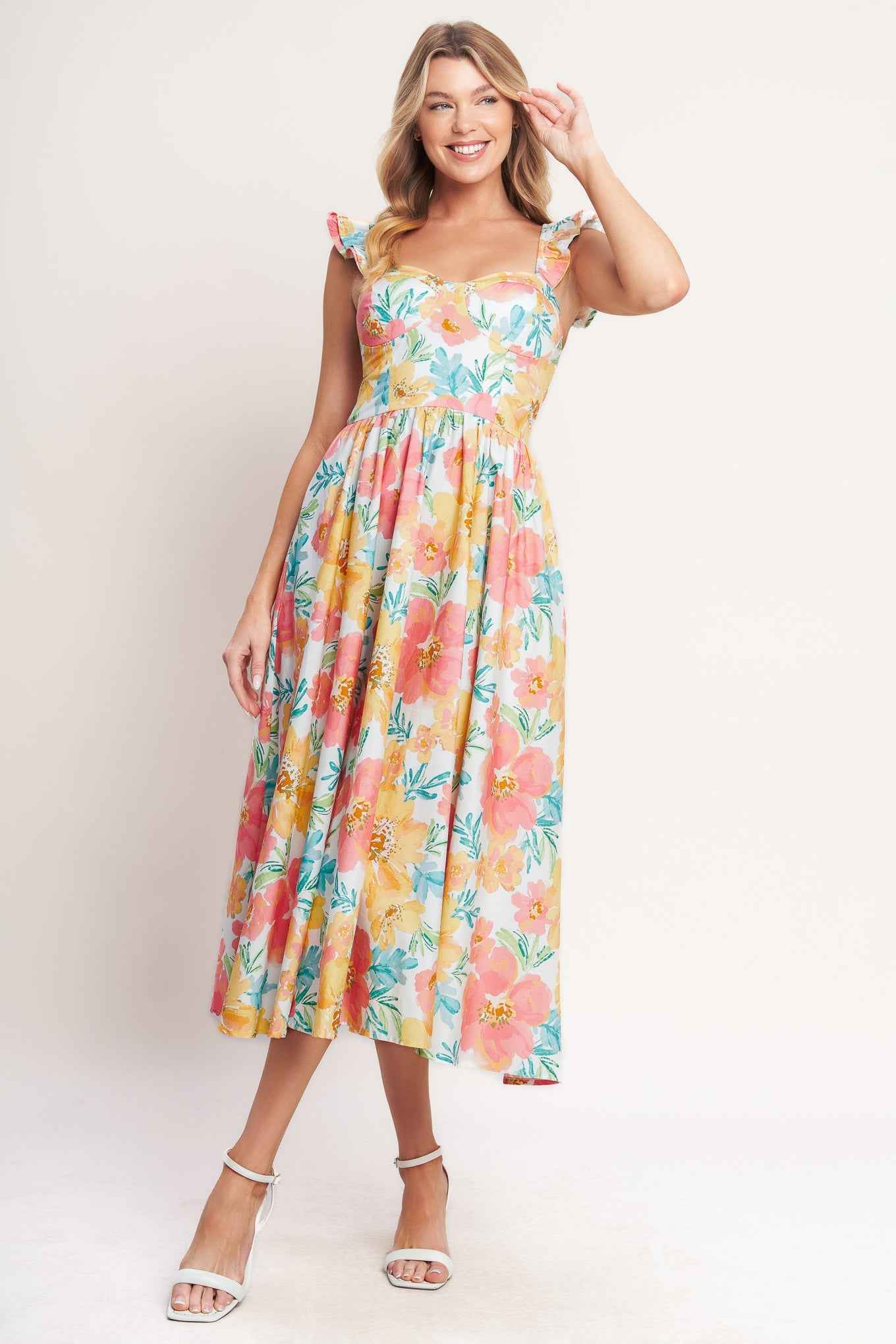 SOFT SUNSHINE WOVEN MIDI DRESS