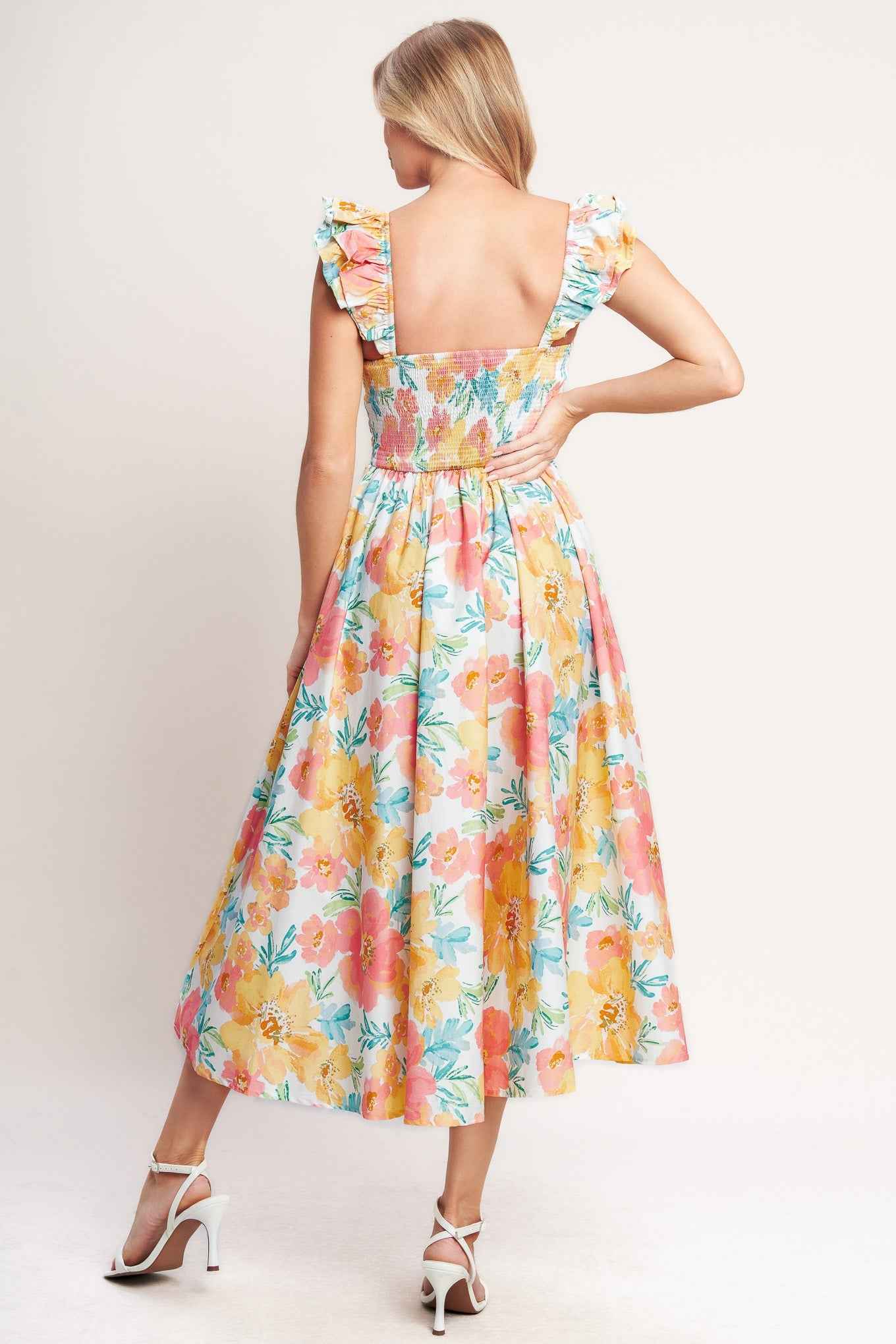SOFT SUNSHINE WOVEN MIDI DRESS