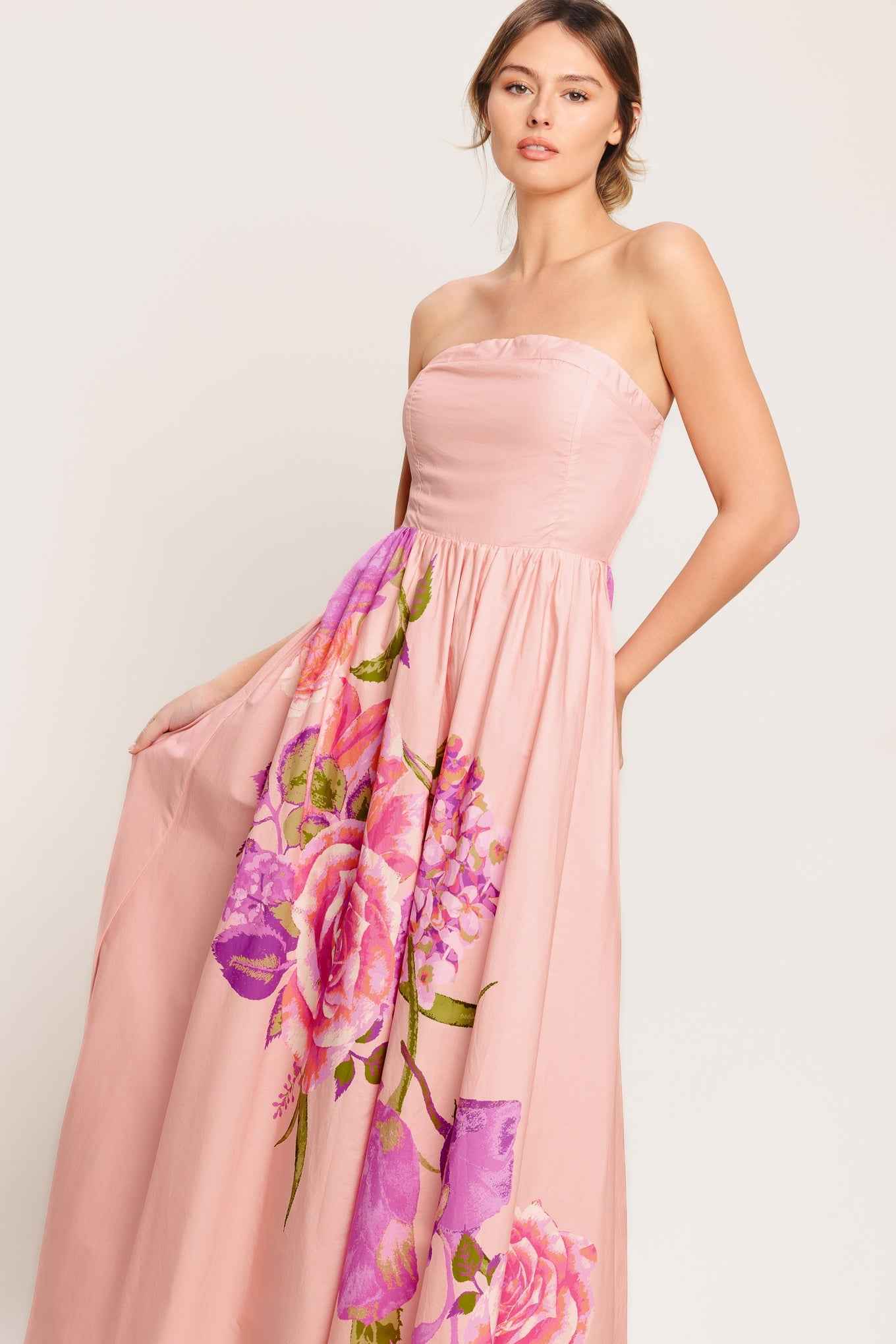 ROSE SERENADE WOVEN MAXI DRESS