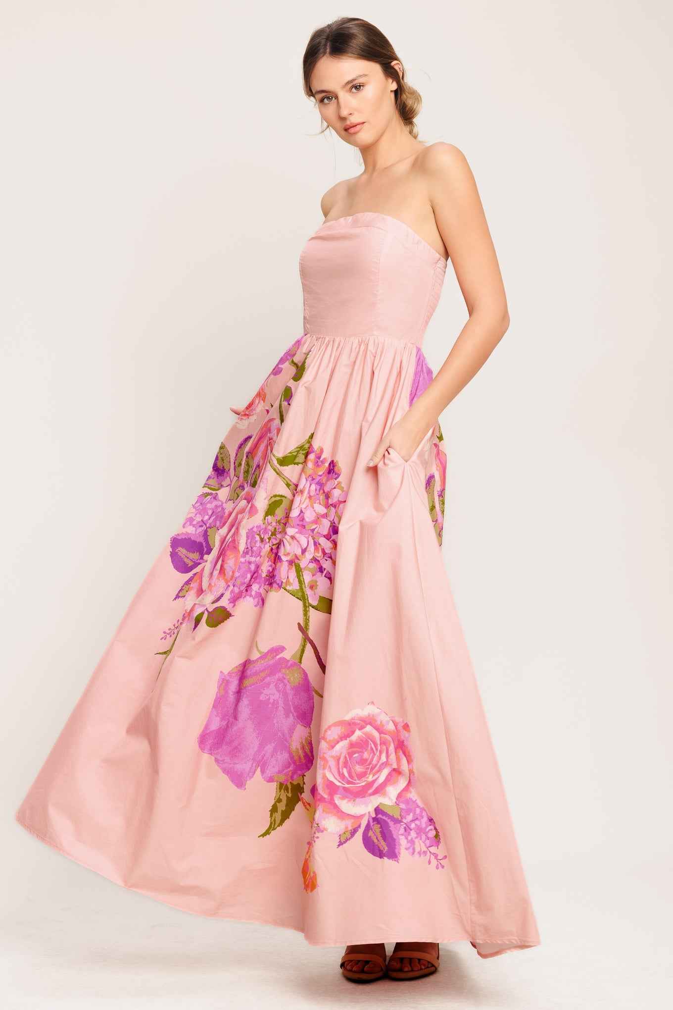 ROSE SERENADE WOVEN MAXI DRESS