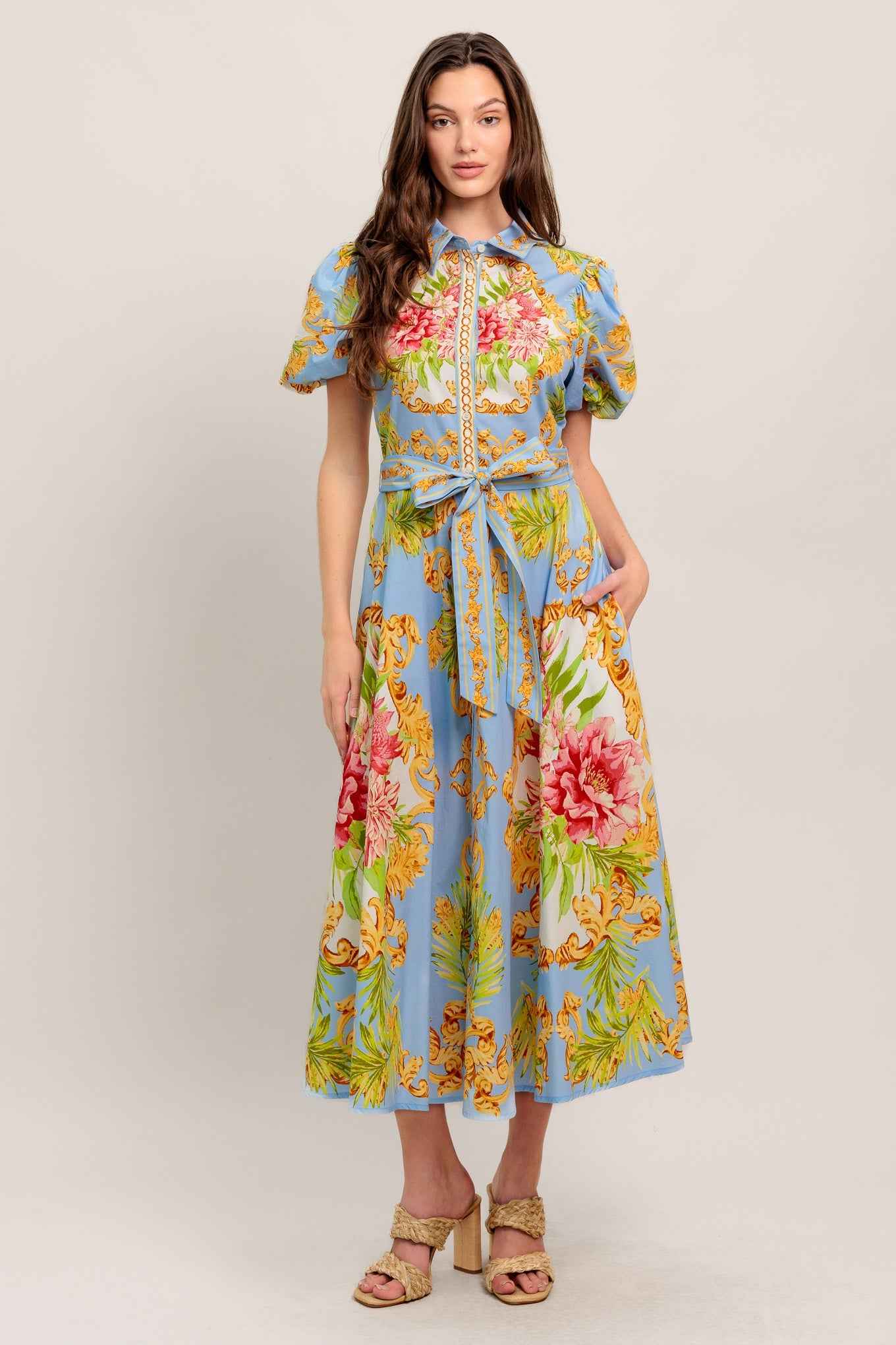 BLUE PALACE WOVEN MIDI DRESS