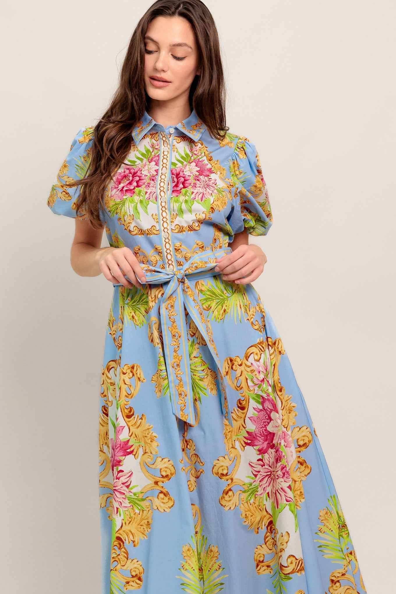 BLUE PALACE WOVEN MIDI DRESS