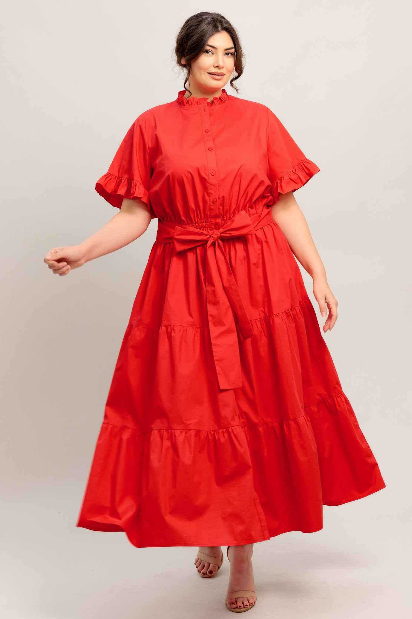 FEELS LIKE A COMPLIMENT WOVEN MIDI DRESS