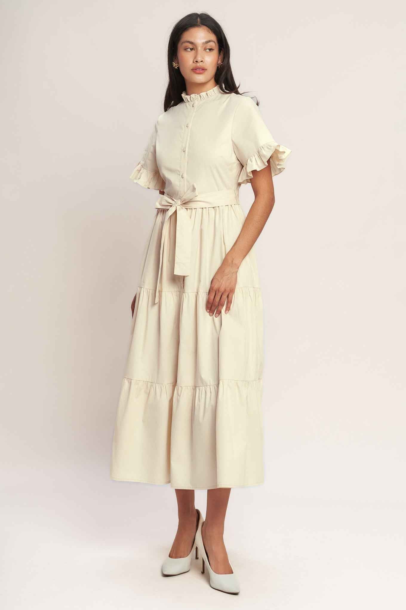 FEELS LIKE A COMPLIMENT WOVEN MIDI DRESS