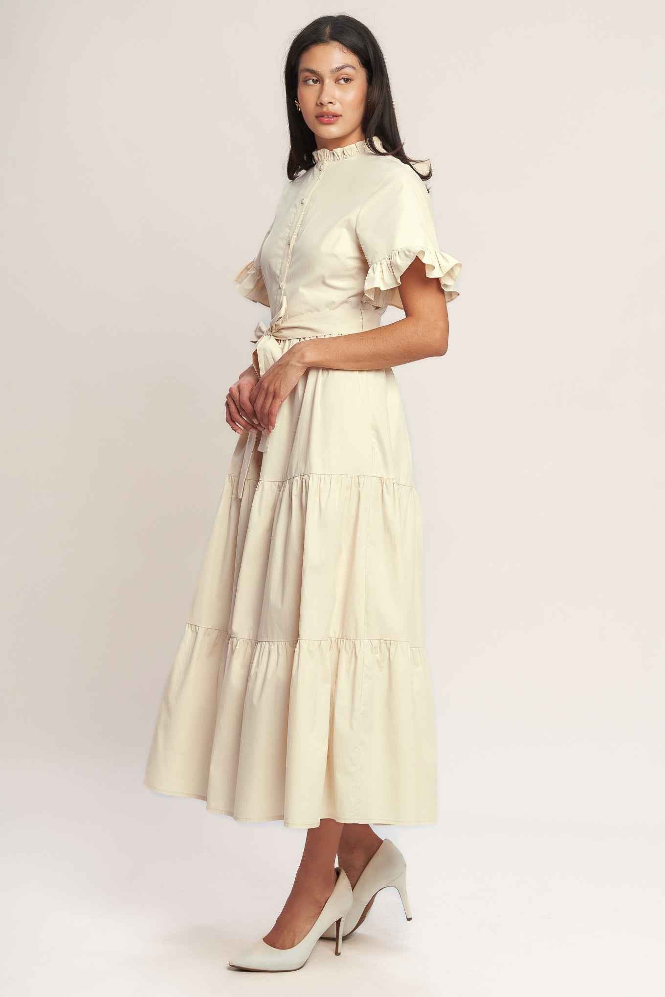 FEELS LIKE A COMPLIMENT WOVEN MIDI DRESS