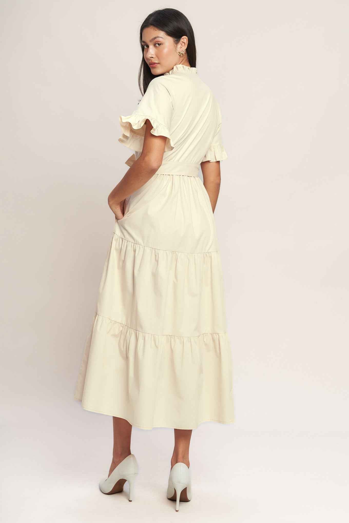 FEELS LIKE A COMPLIMENT WOVEN MIDI DRESS