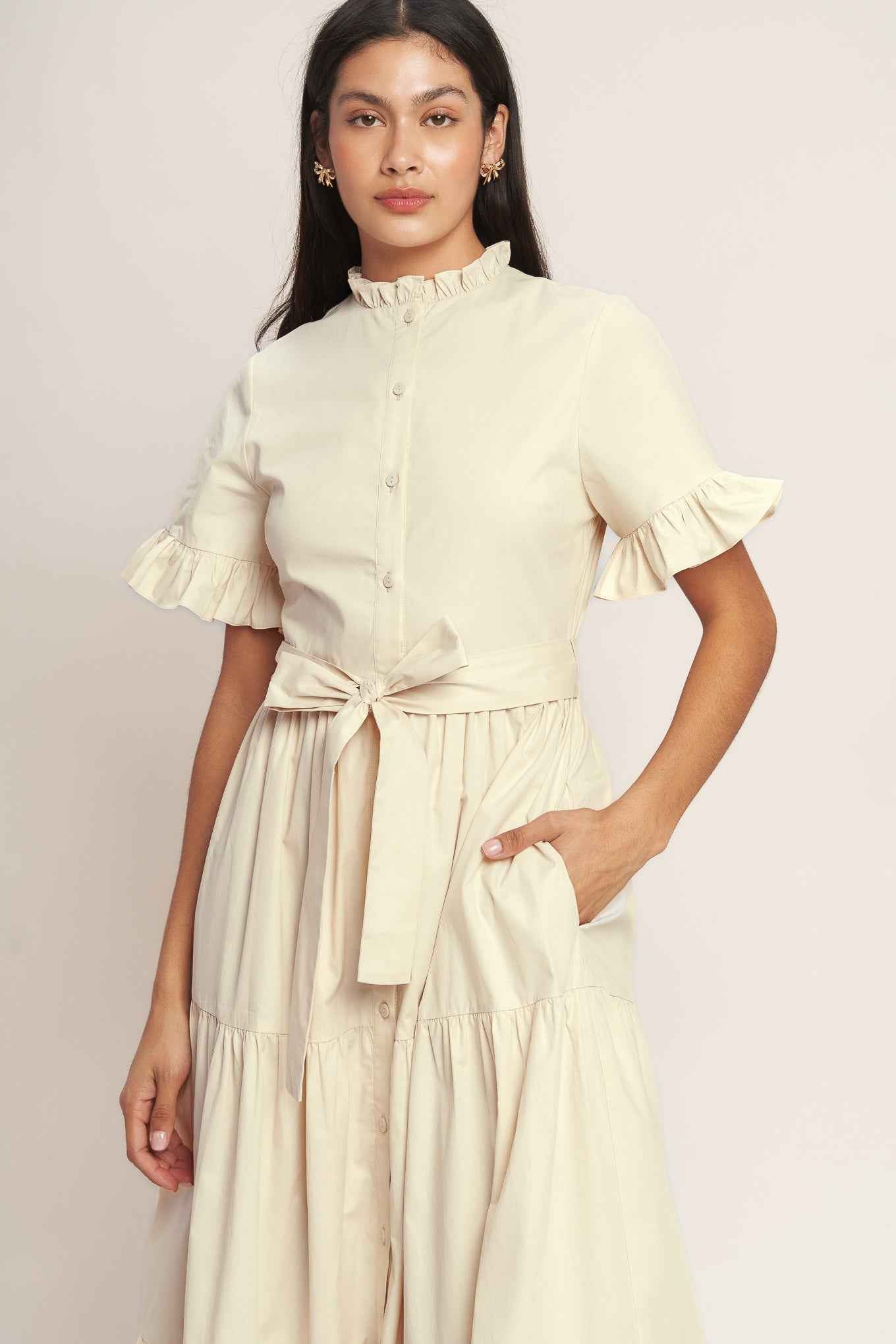 FEELS LIKE A COMPLIMENT WOVEN MIDI DRESS