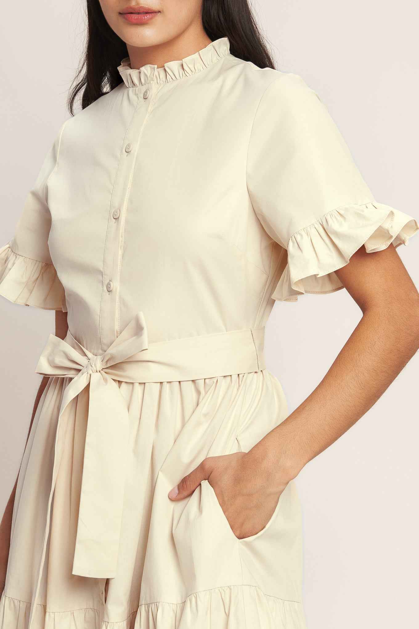 FEELS LIKE A COMPLIMENT WOVEN MIDI DRESS