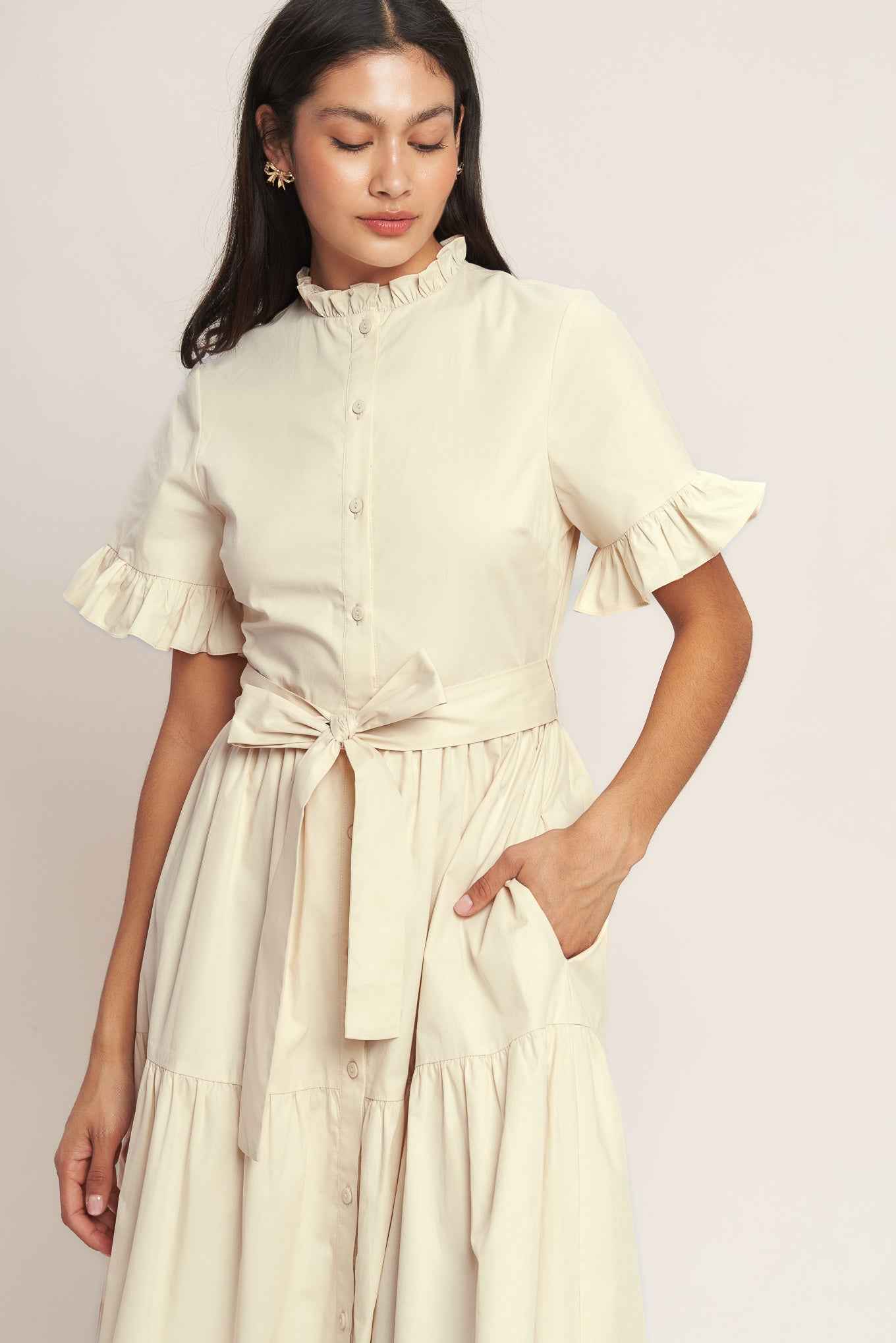 FEELS LIKE A COMPLIMENT WOVEN MIDI DRESS