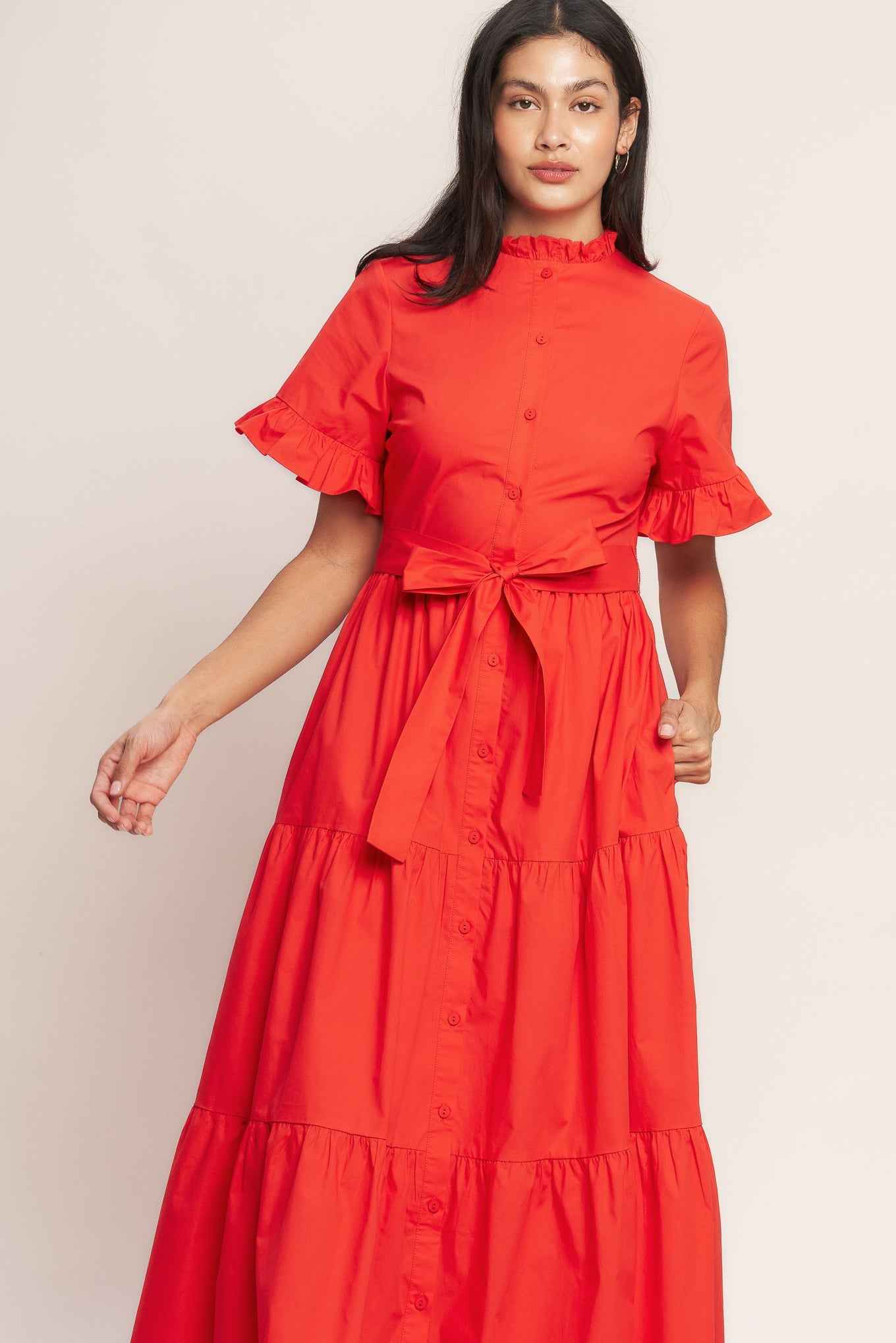 FEELS LIKE A COMPLIMENT WOVEN MIDI DRESS