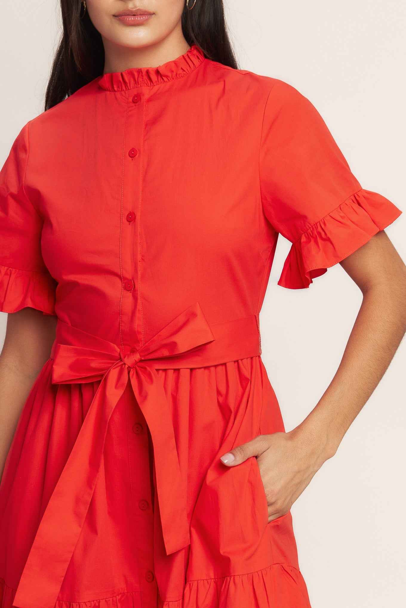 FEELS LIKE A COMPLIMENT WOVEN MIDI DRESS