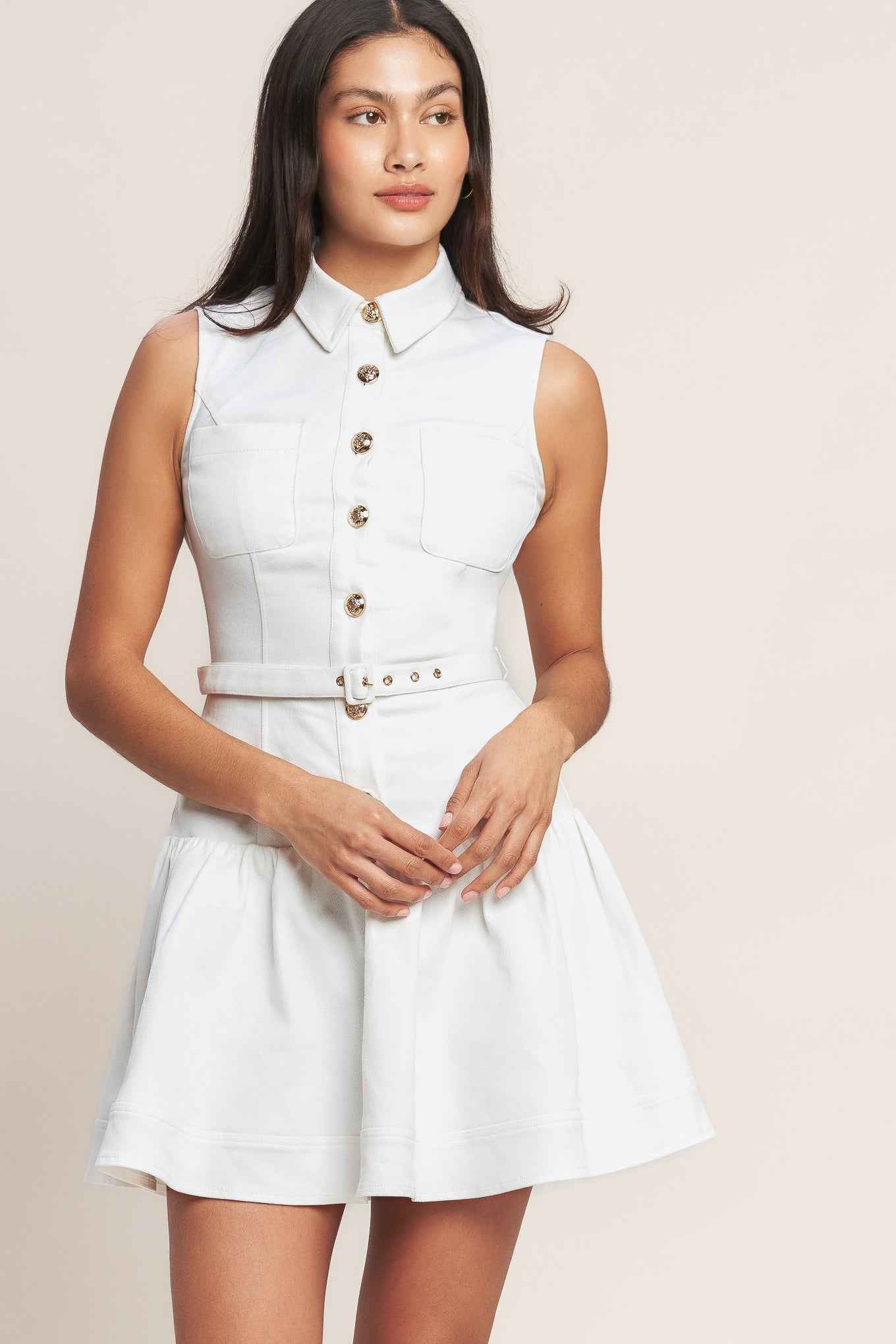 ON POINT MOMENT WOVEN MINI DRESS