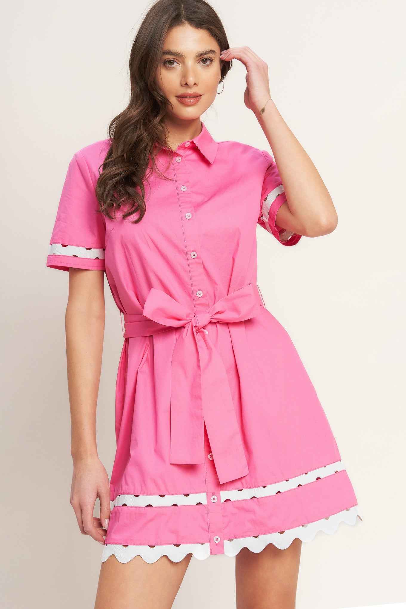 WEEKEND PREPPY LOOK WOVEN MINI DRESS