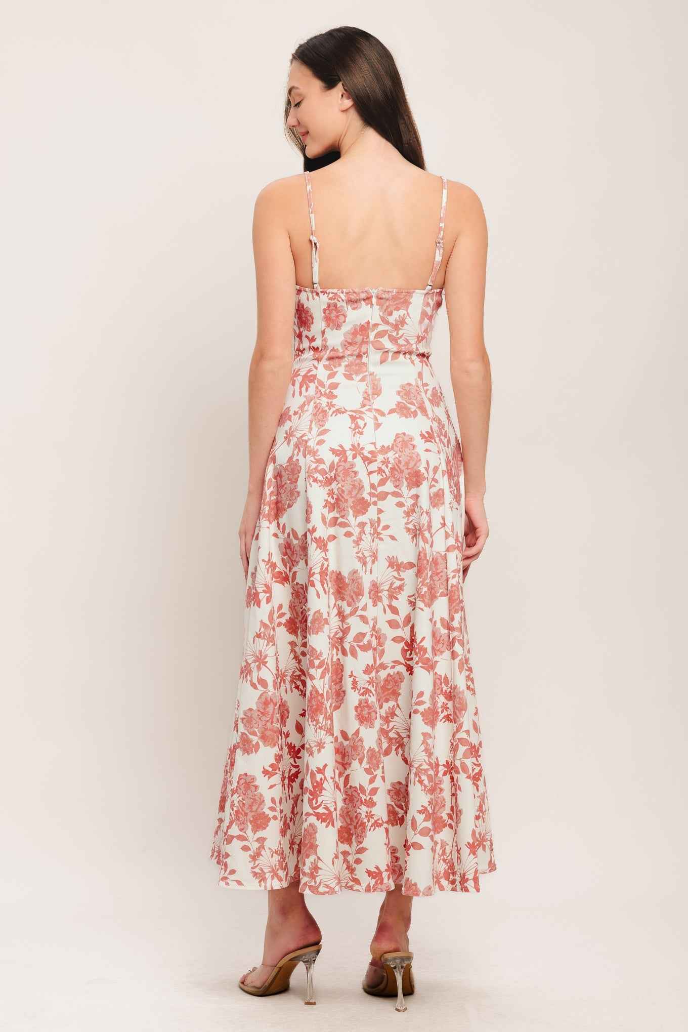 FLORAL HAZE WOVEN MIDI DRESS