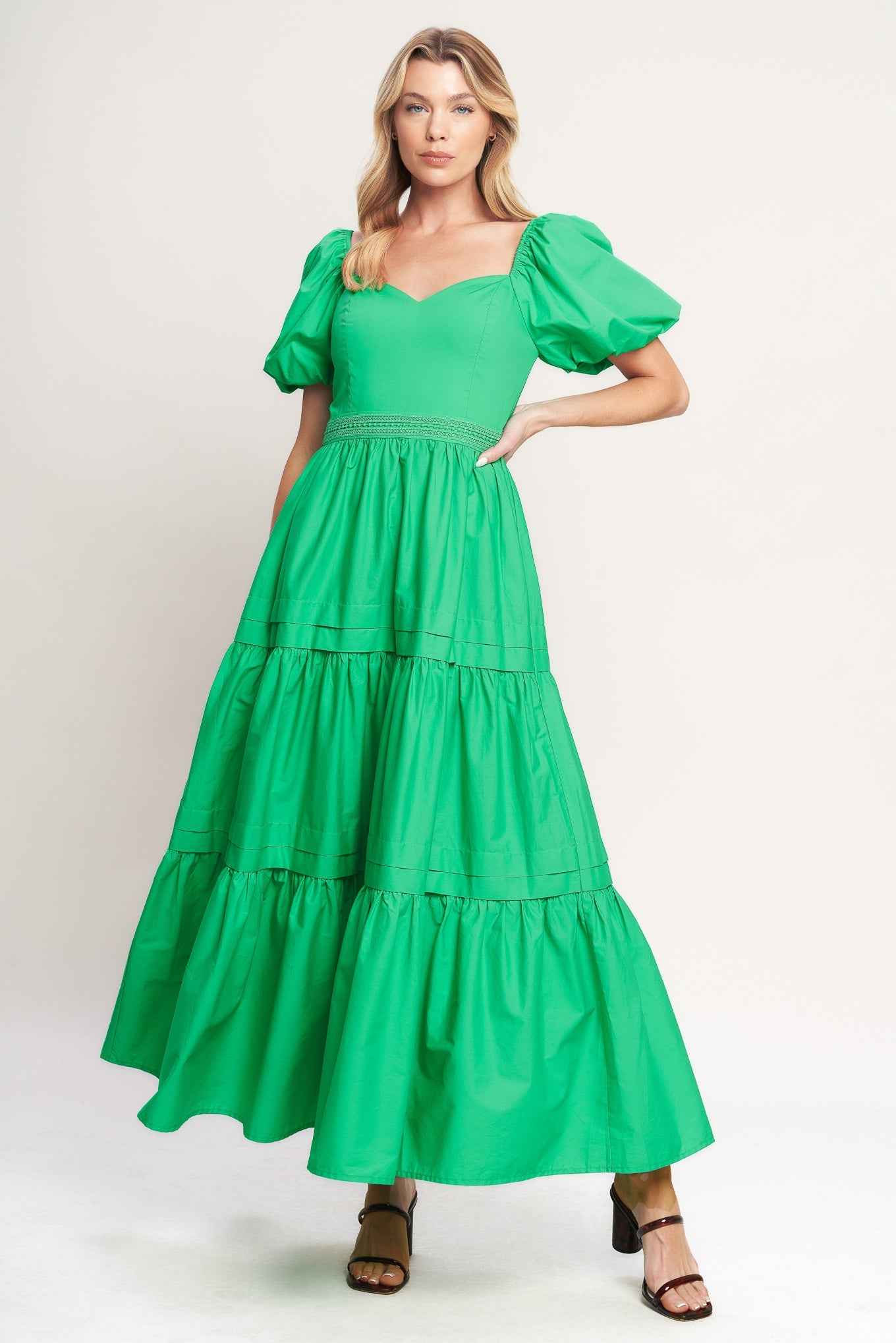 SWEET VERDANT WOVEN MAXI DRESS