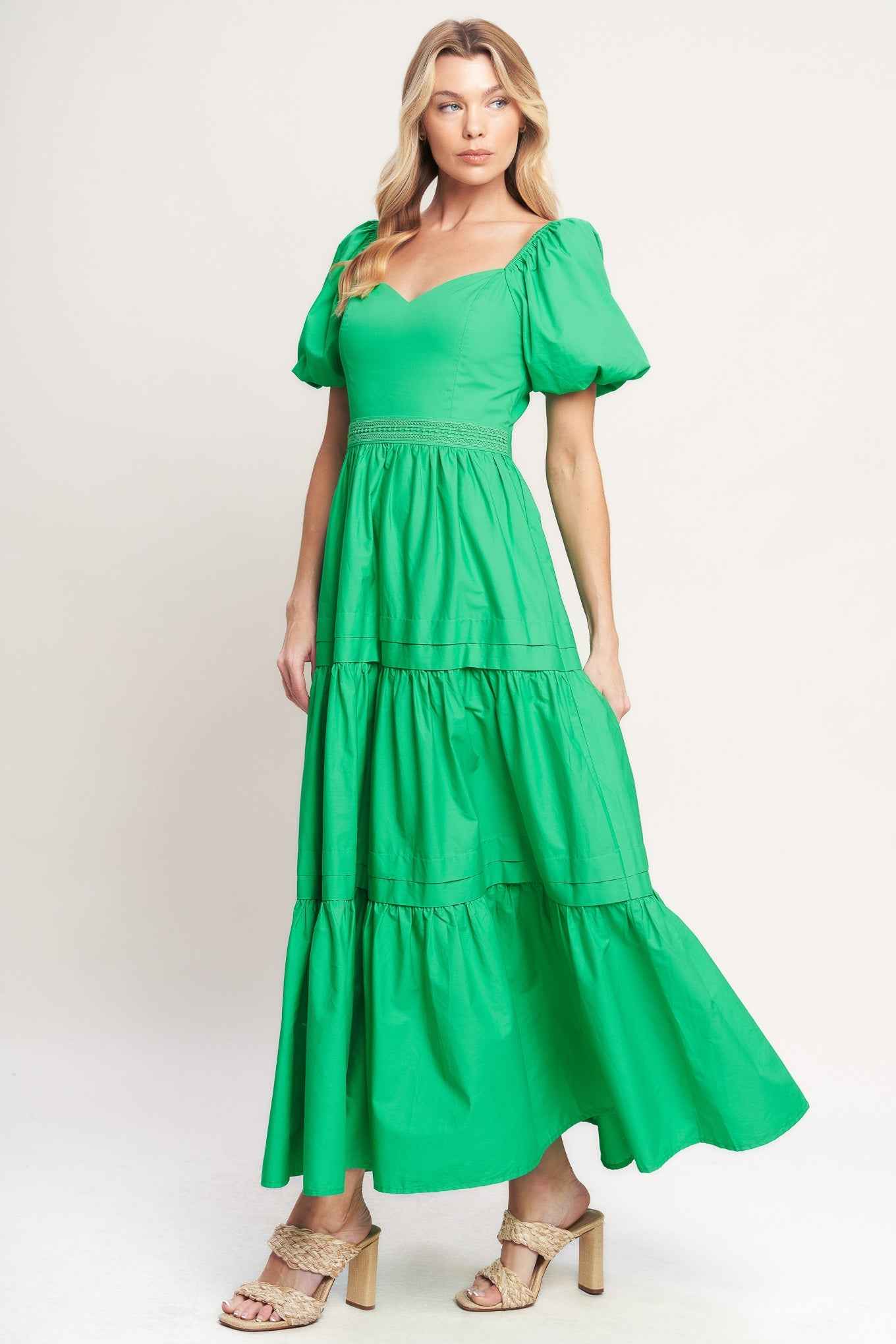 SWEET VERDANT WOVEN MAXI DRESS